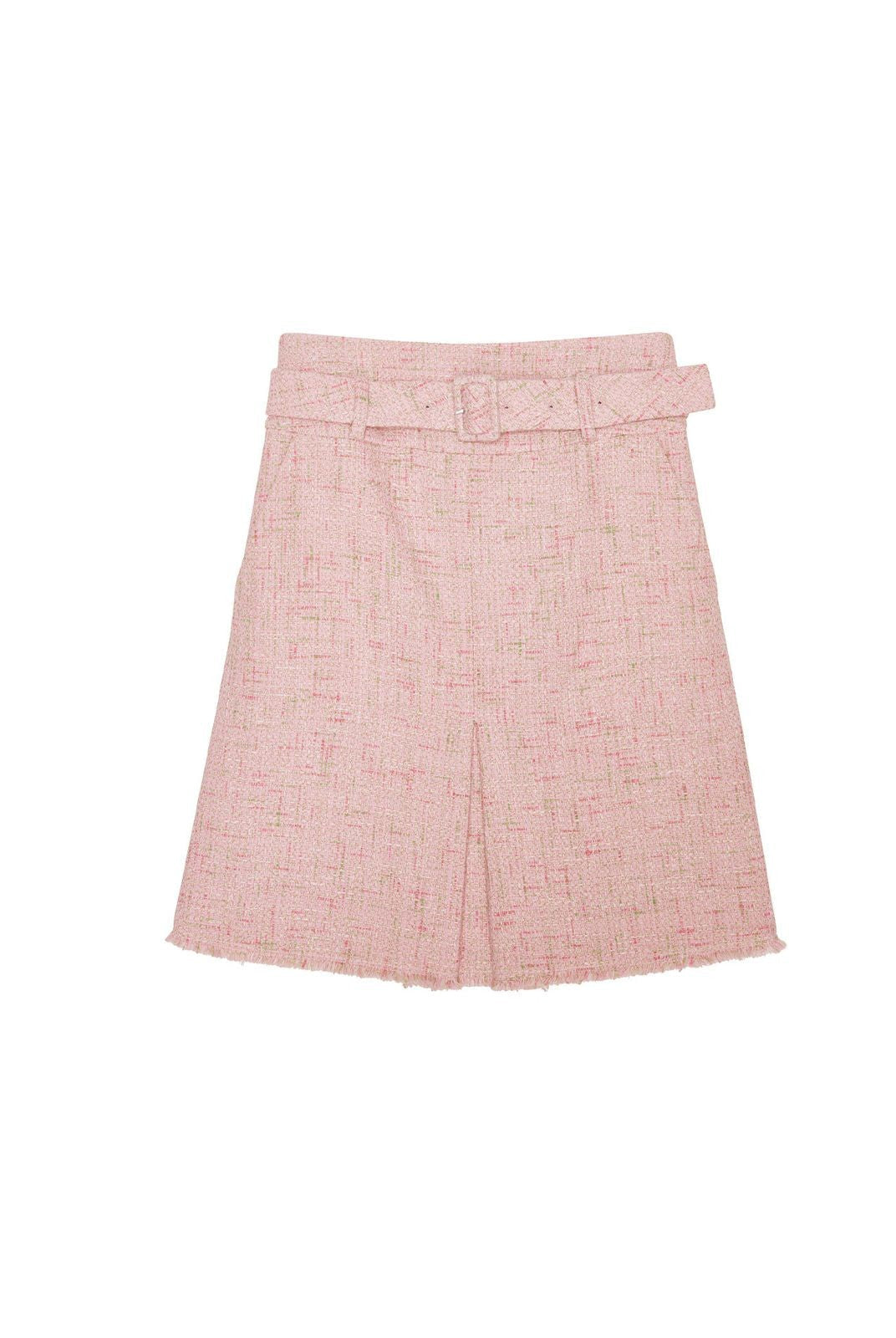 SHUSHUTONG Belted Box Pleat Skirt in Pink