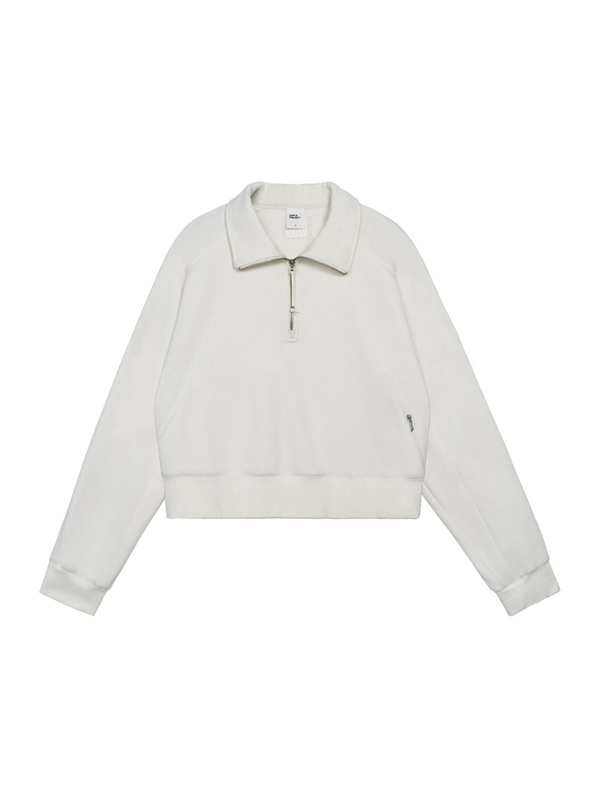 Simple Project Mock Neck Half Zip Sweatshirt in White