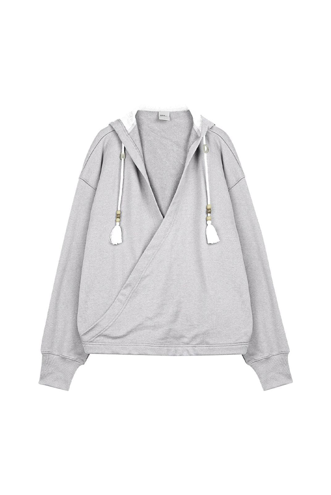 Simple Project Wrap Front Cotton Hoodie in Gray