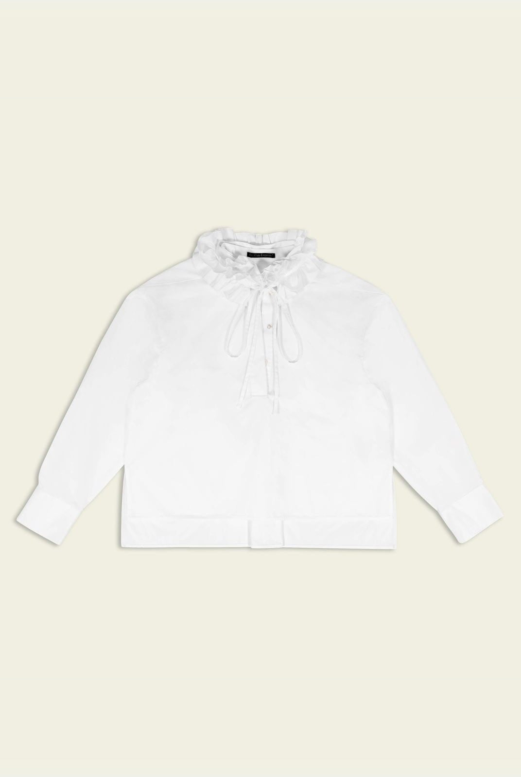 Fax copy express Detachable Ruff Half Sleeve Shirt in White