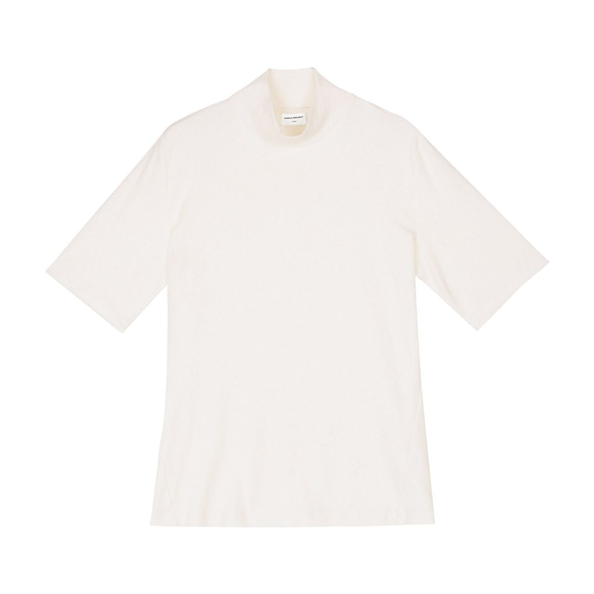 Simple Project Slub Knit Mock Neck Top in White