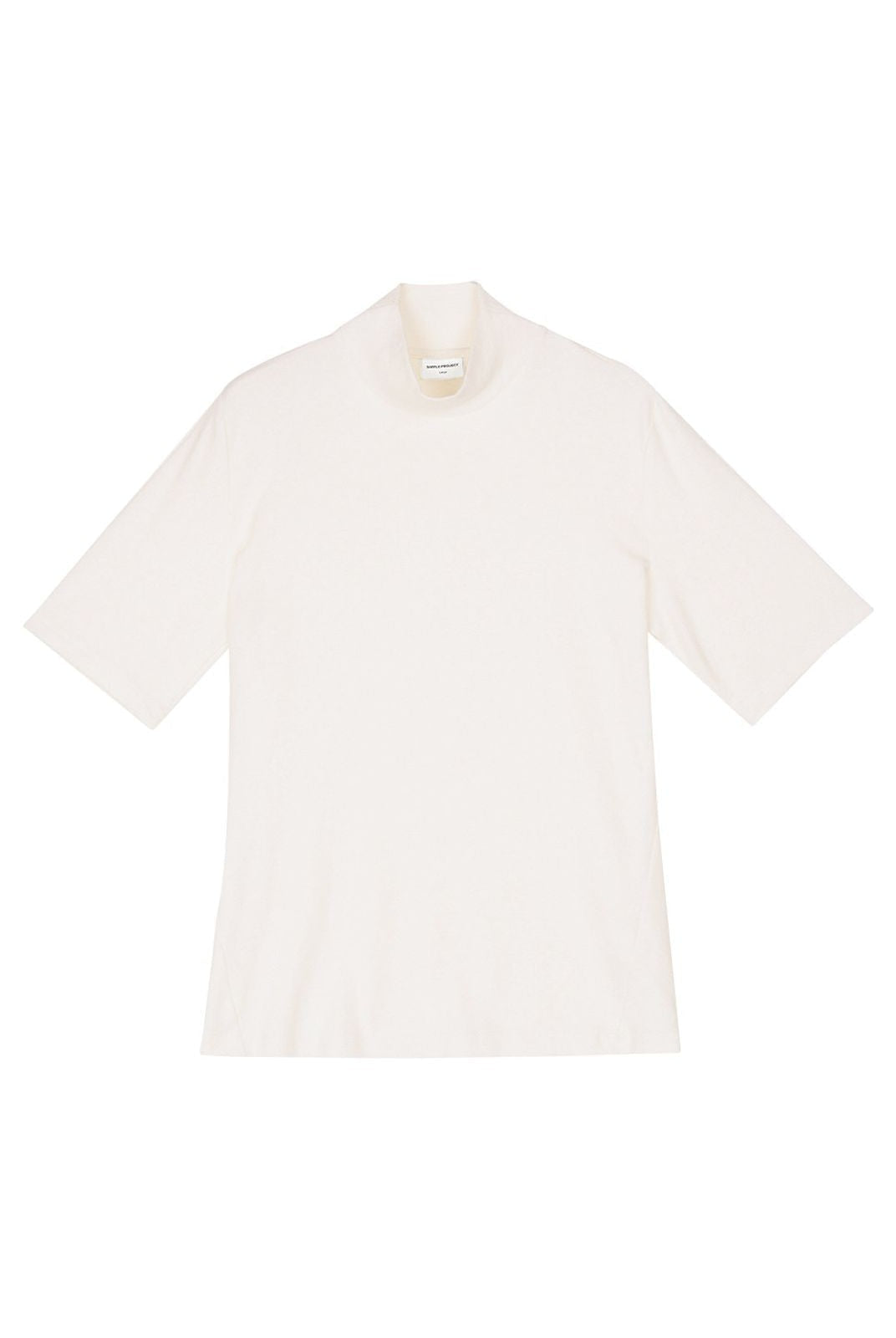 Simple Project Slub Knit Mock Neck Top in White