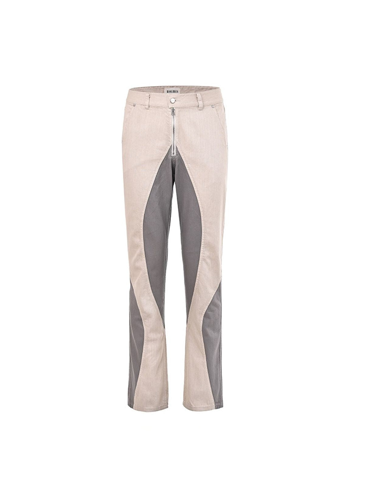 Roolrren Homme Two Tone Spliced Slub Jeans in White