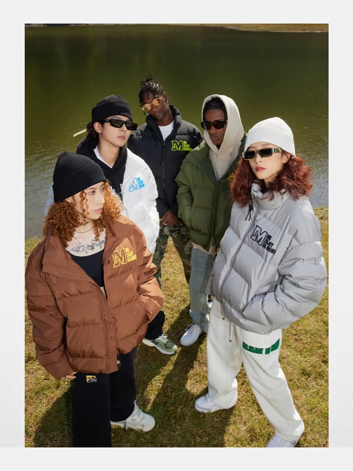 MEDM Embroidered Down Puffer Jacket in Gray - Lifestyle