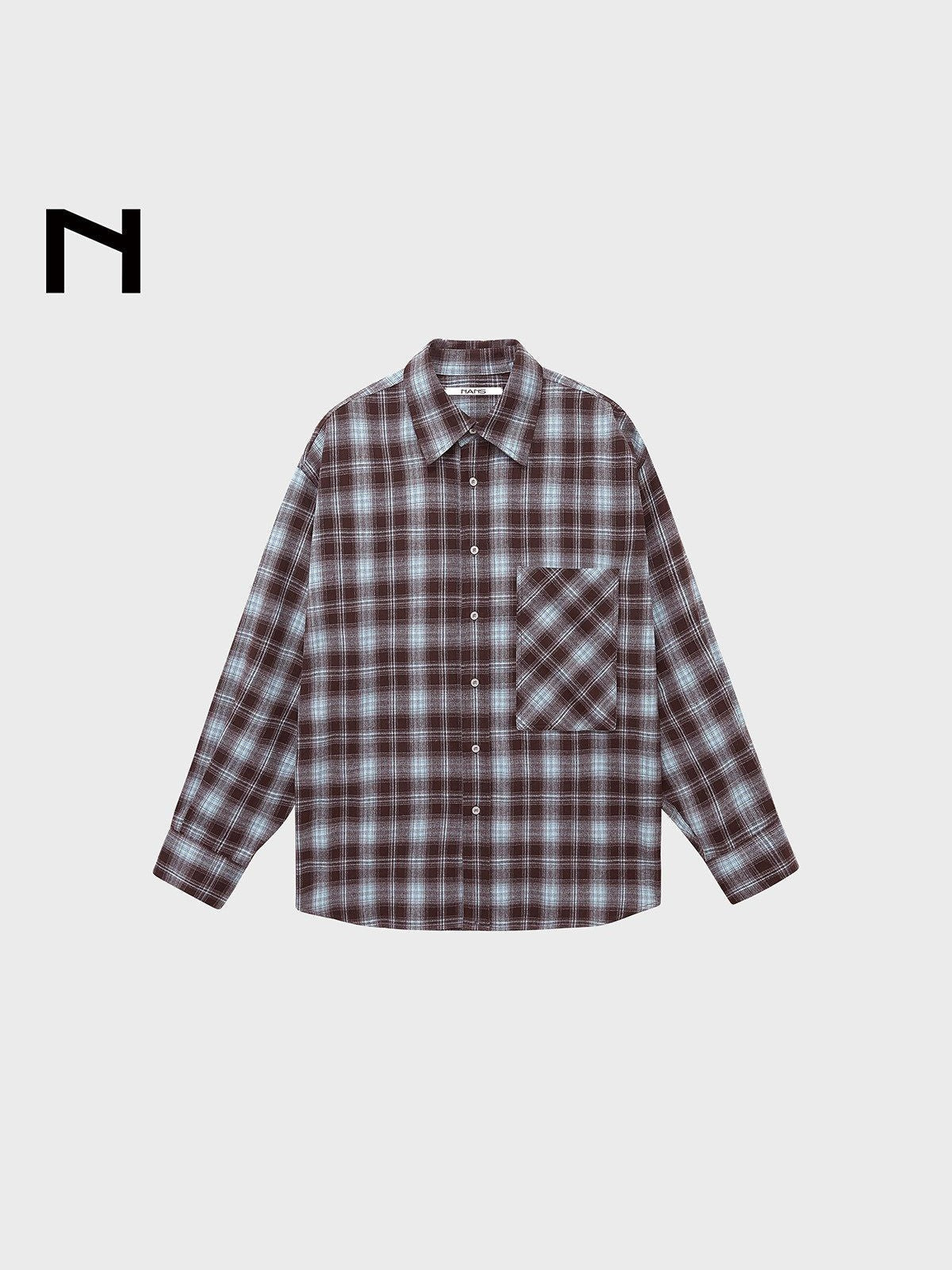 NANS Brushed Gradient Plaid Shirt in Brown