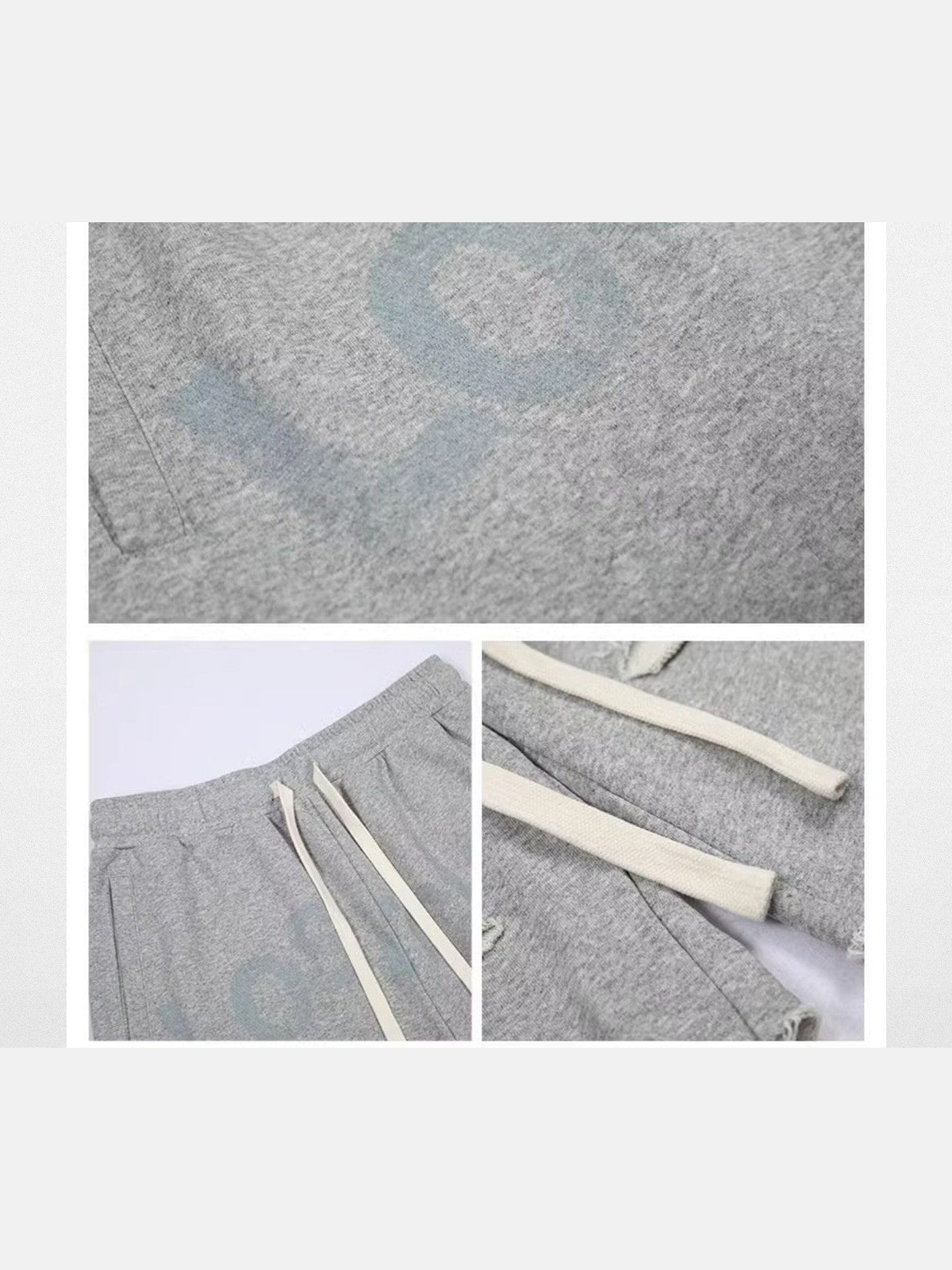 LOSTCTRL Raw Hem Distressed Cotton Shorts in Gray - Detail