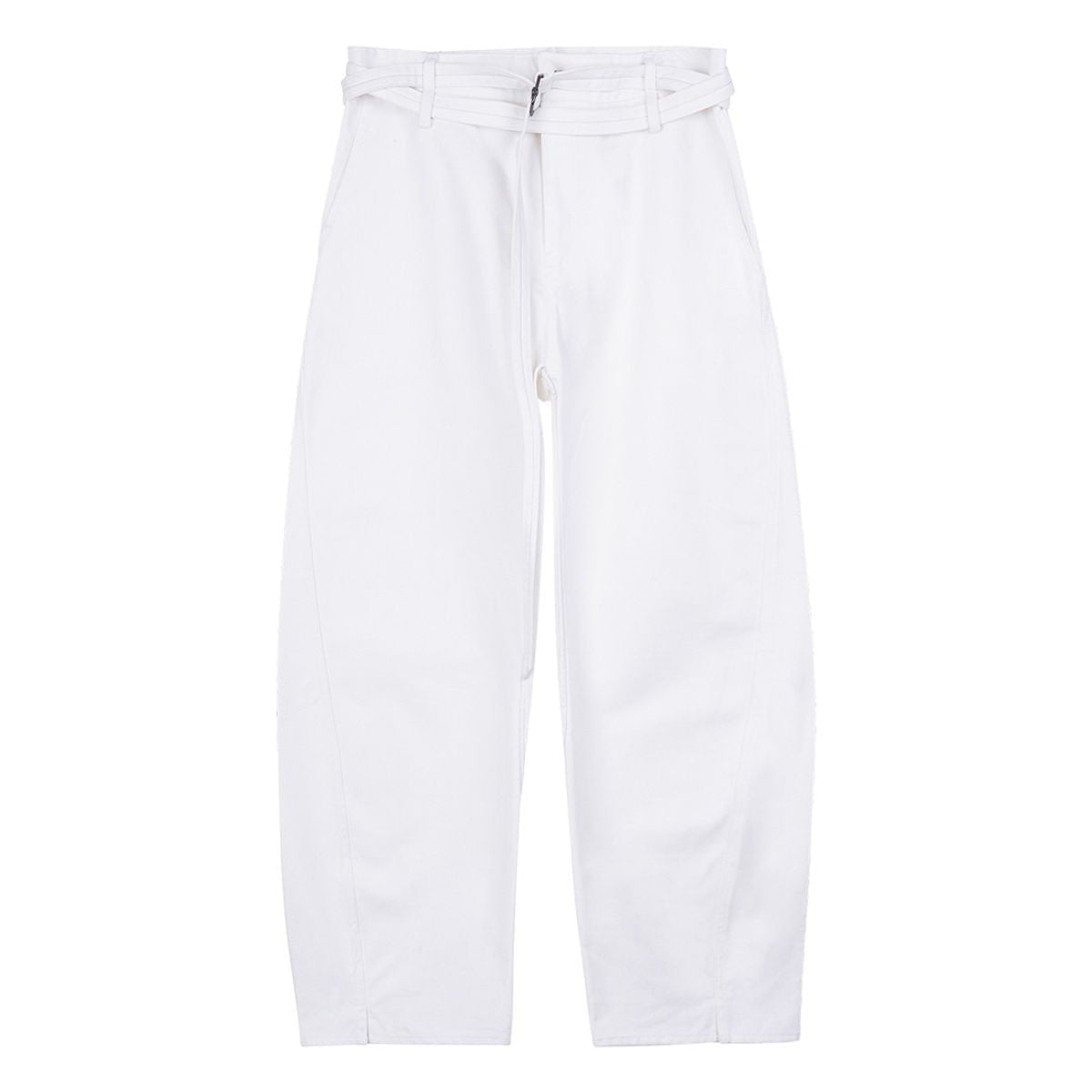 Simple Project Twisted Belt Curved Leg Pants in White