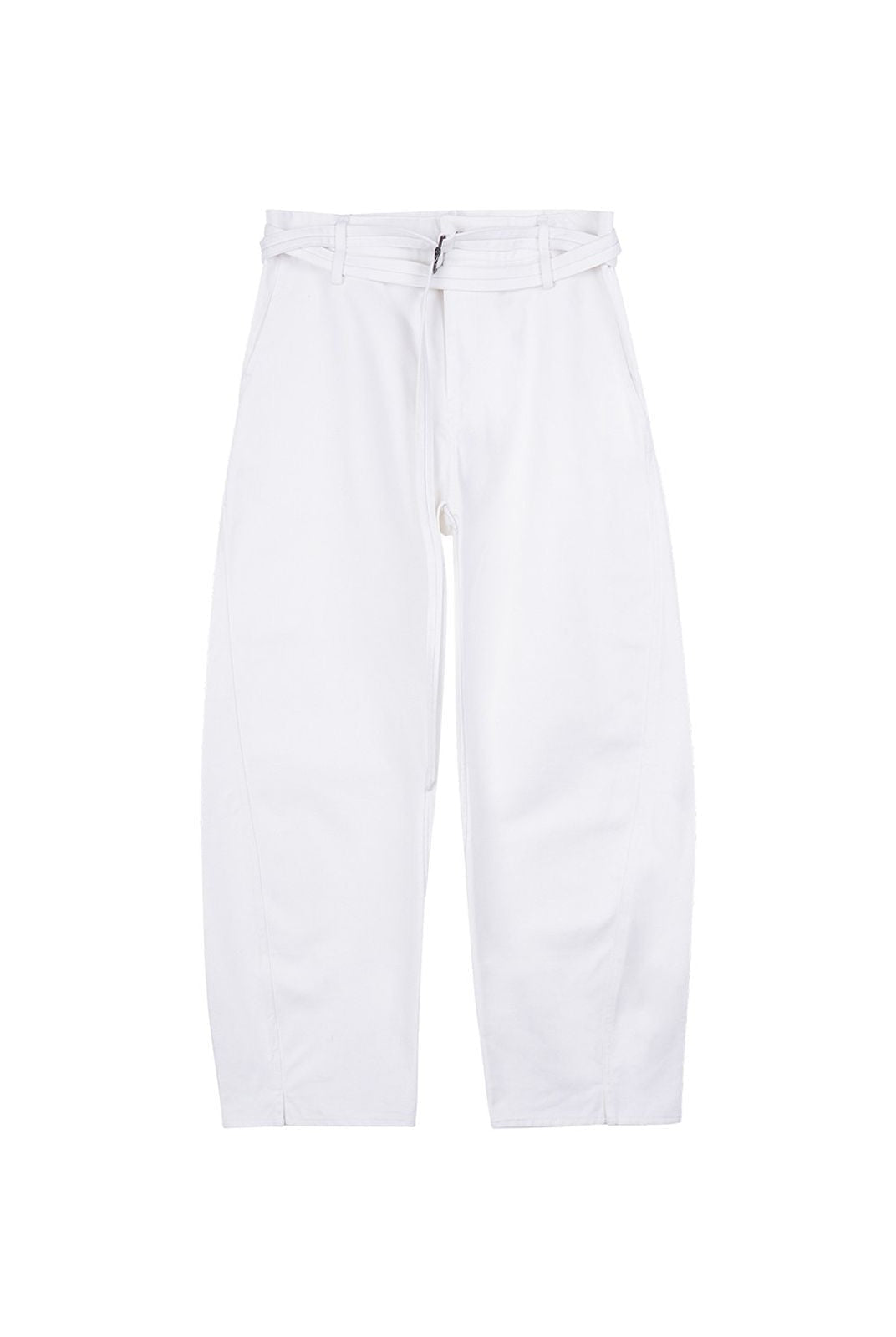 Simple Project Twisted Belt Curved Leg Pants in White