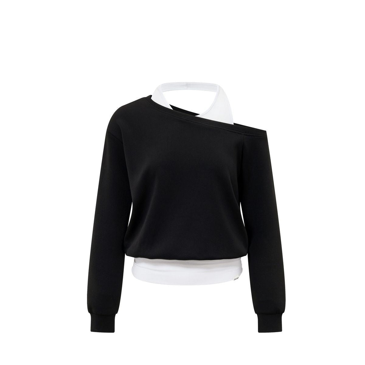 PUKI Mock Layered Halter Sweatshirt in Black