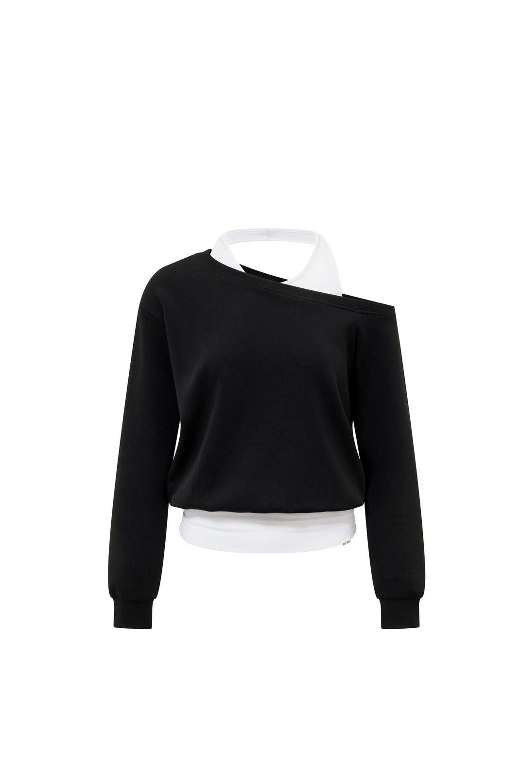 PUKI Mock Layered Halter Sweatshirt in Black