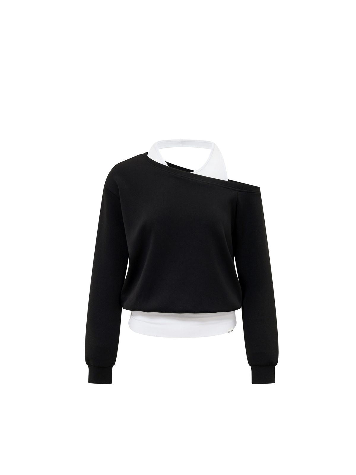 PUKI Mock Layered Halter Sweatshirt in Black