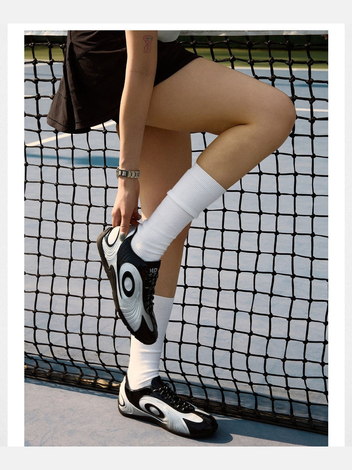 OLDORDER Turbine Lite Silver Sneakers in Black - On Model