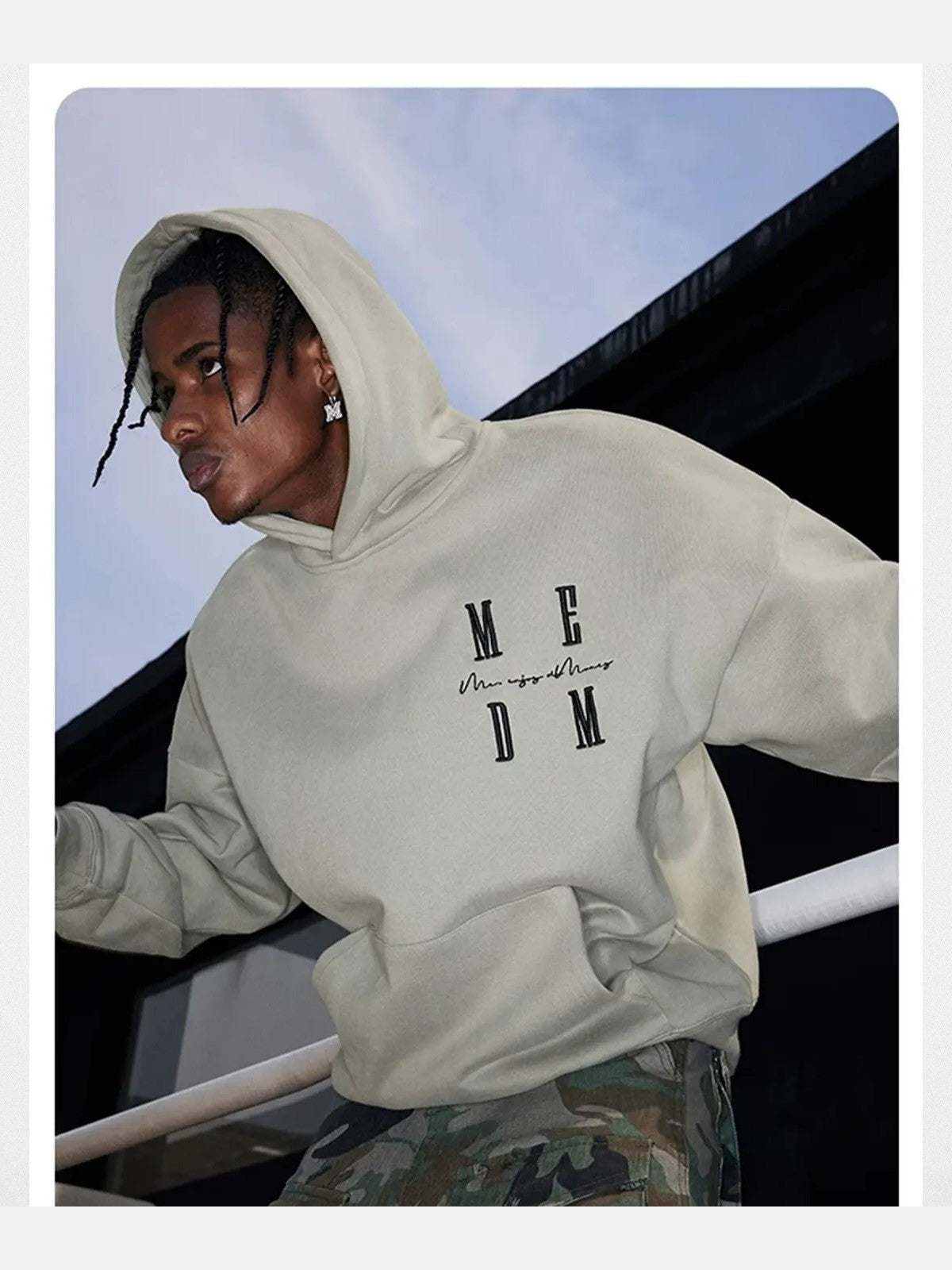 MEDM Embroidered Logo Hoodie in Olive