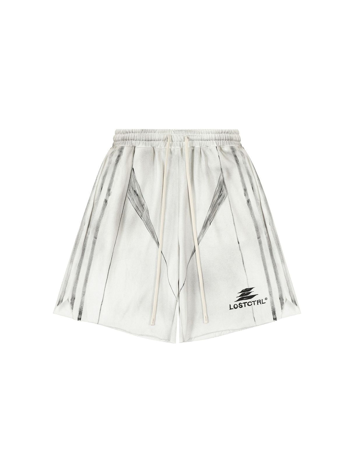 LOSTCTRL Spray Dye Structural Shorts in White