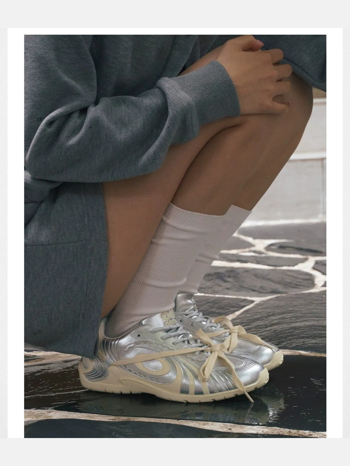 OLDORDER Silver Turbo Lite GAT Sneakers in Silver - On Model