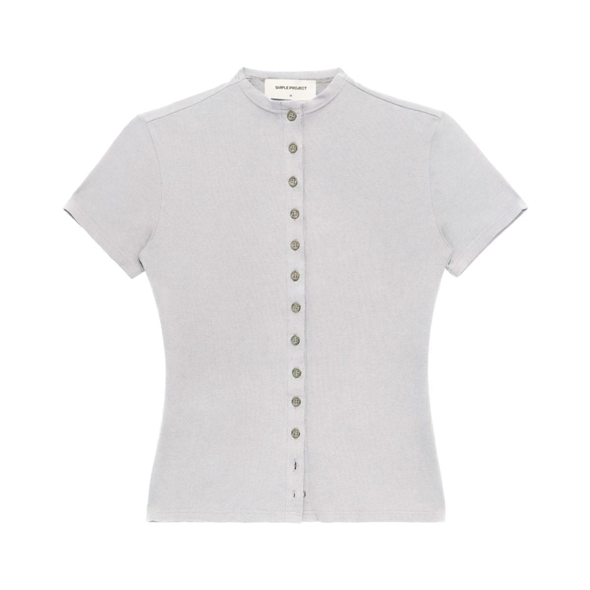 Simple Project Tencel Wool Button Front Tee in Gray