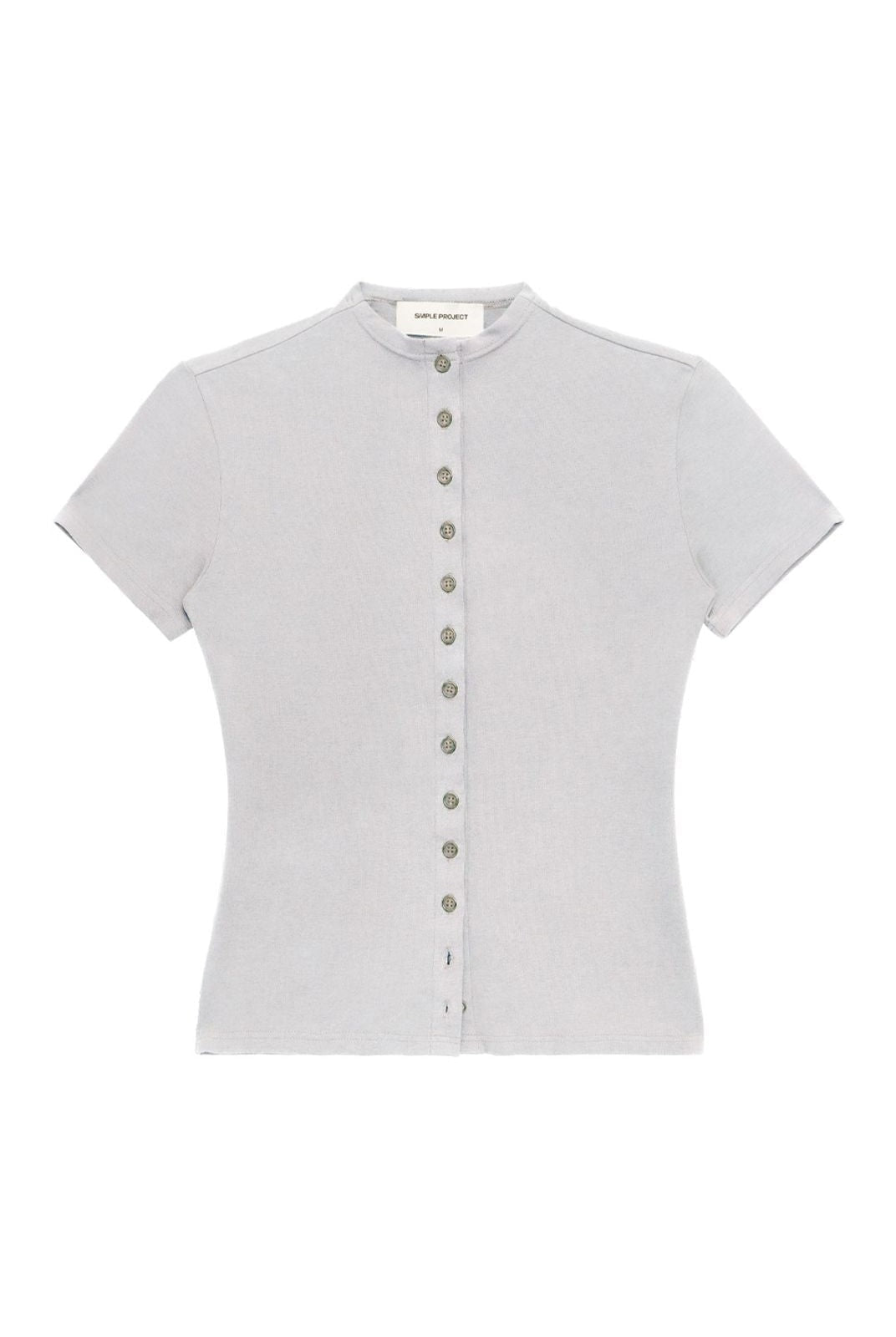 Simple Project Tencel Wool Button Front Tee in Gray