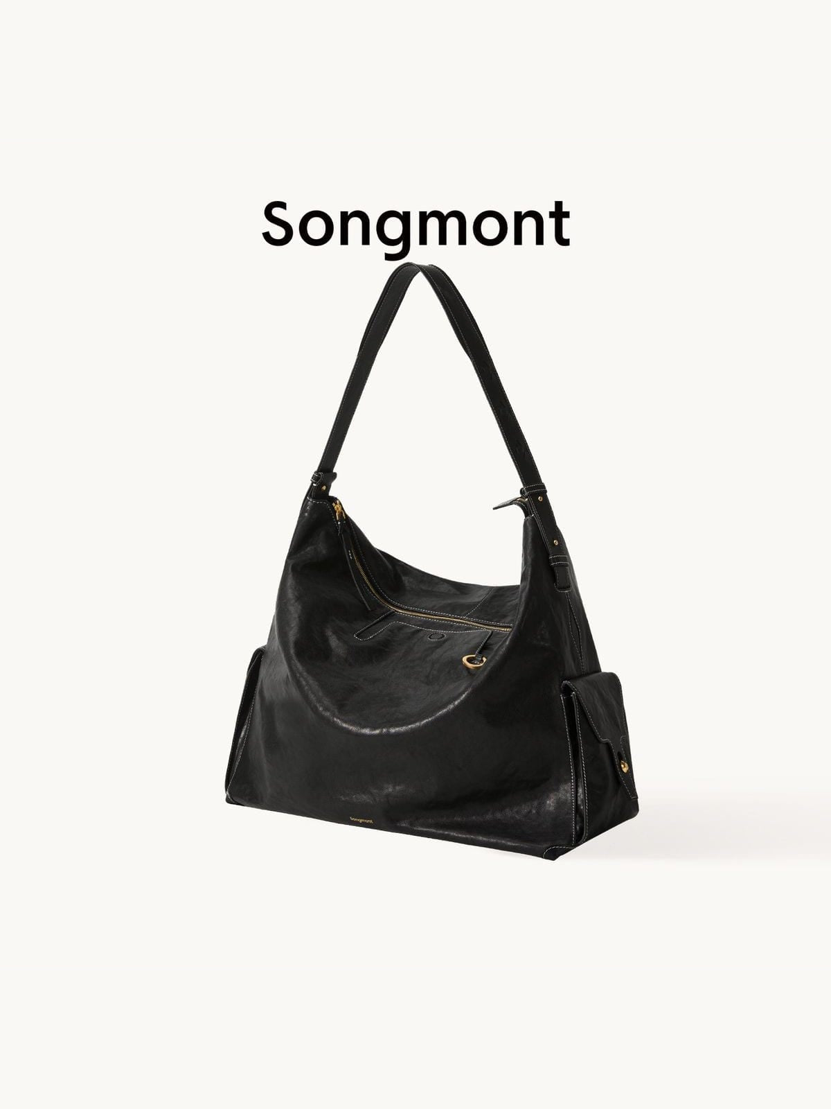 Songmont Large Suede Laptop Hobo in Black