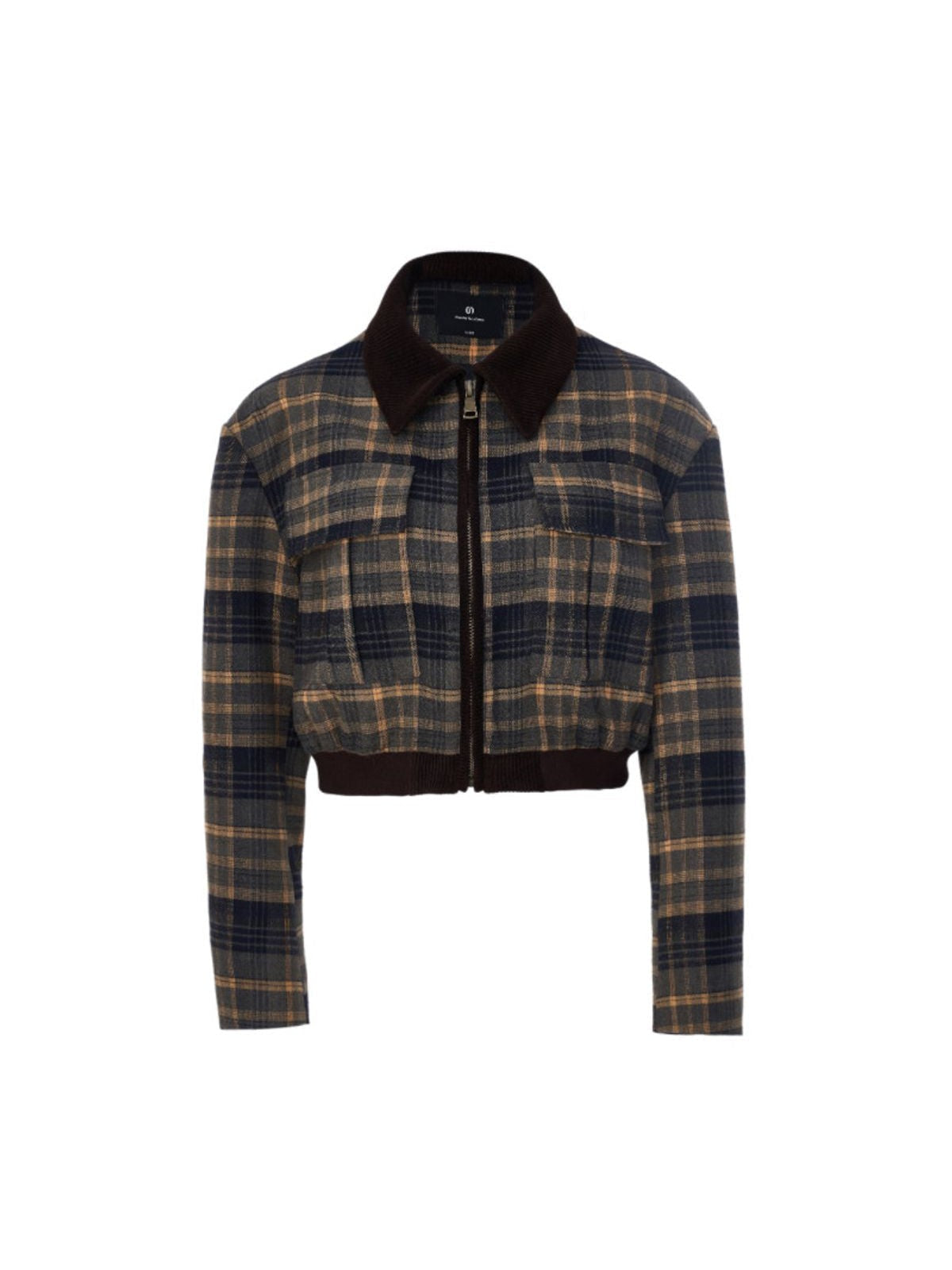 Amee Vintage Plaid Cropped Jacket in Brown