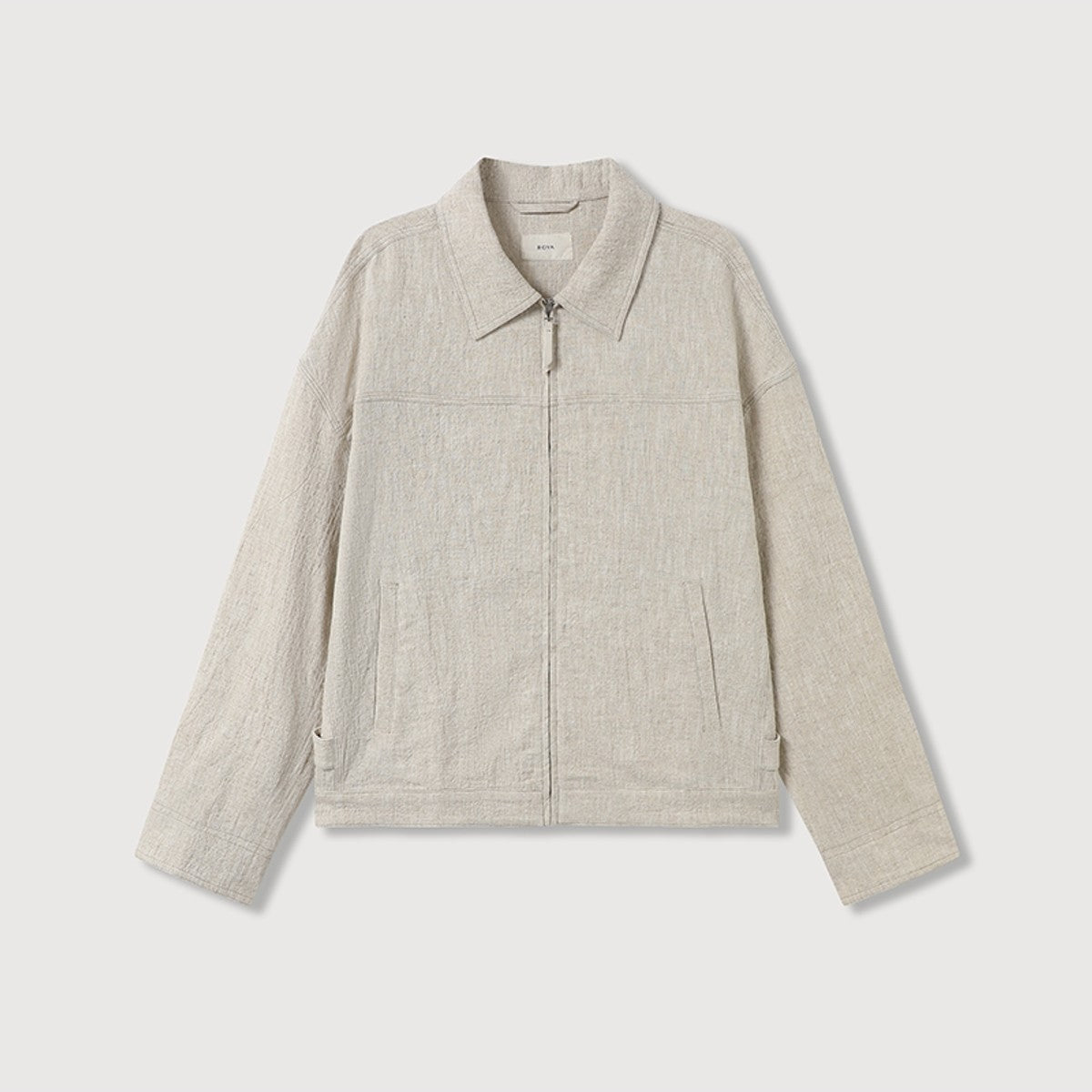 ROYA Oatmeal Textured Ramie Jacket in Oatmeal