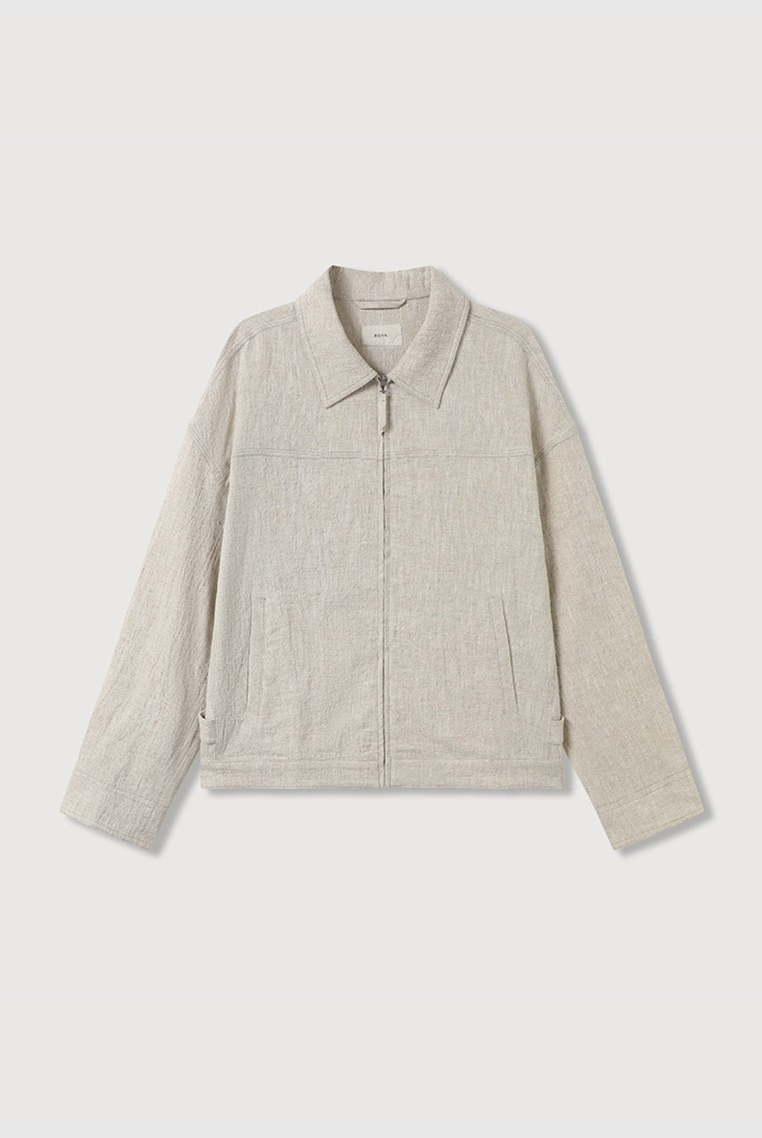 ROYA Oatmeal Textured Ramie Jacket in Oatmeal