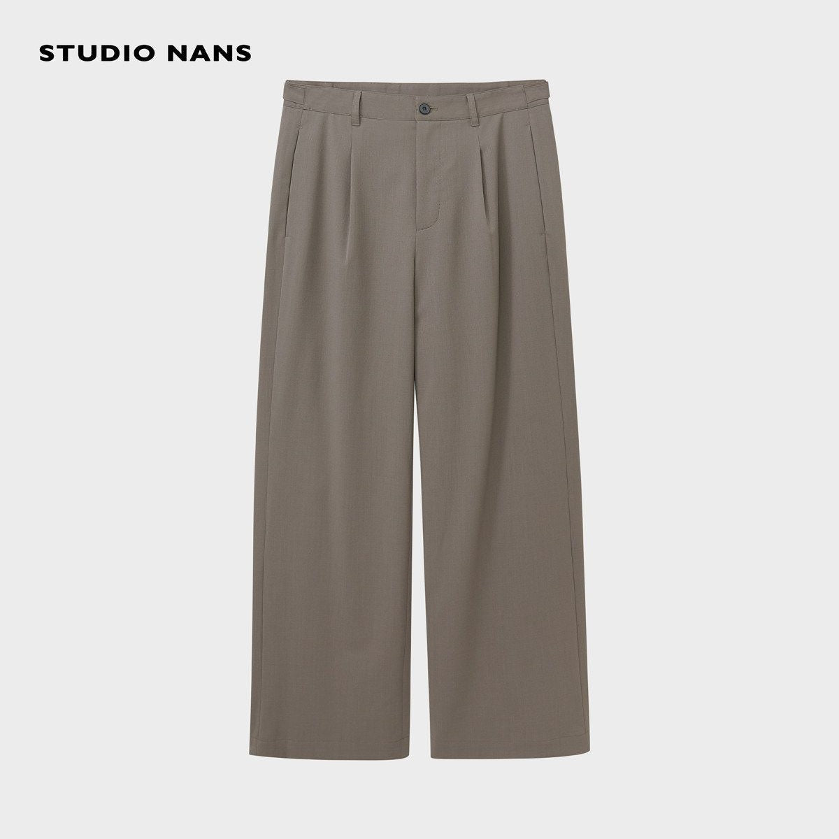 NANS Single Pleat Wool Blend Trousers in Beige