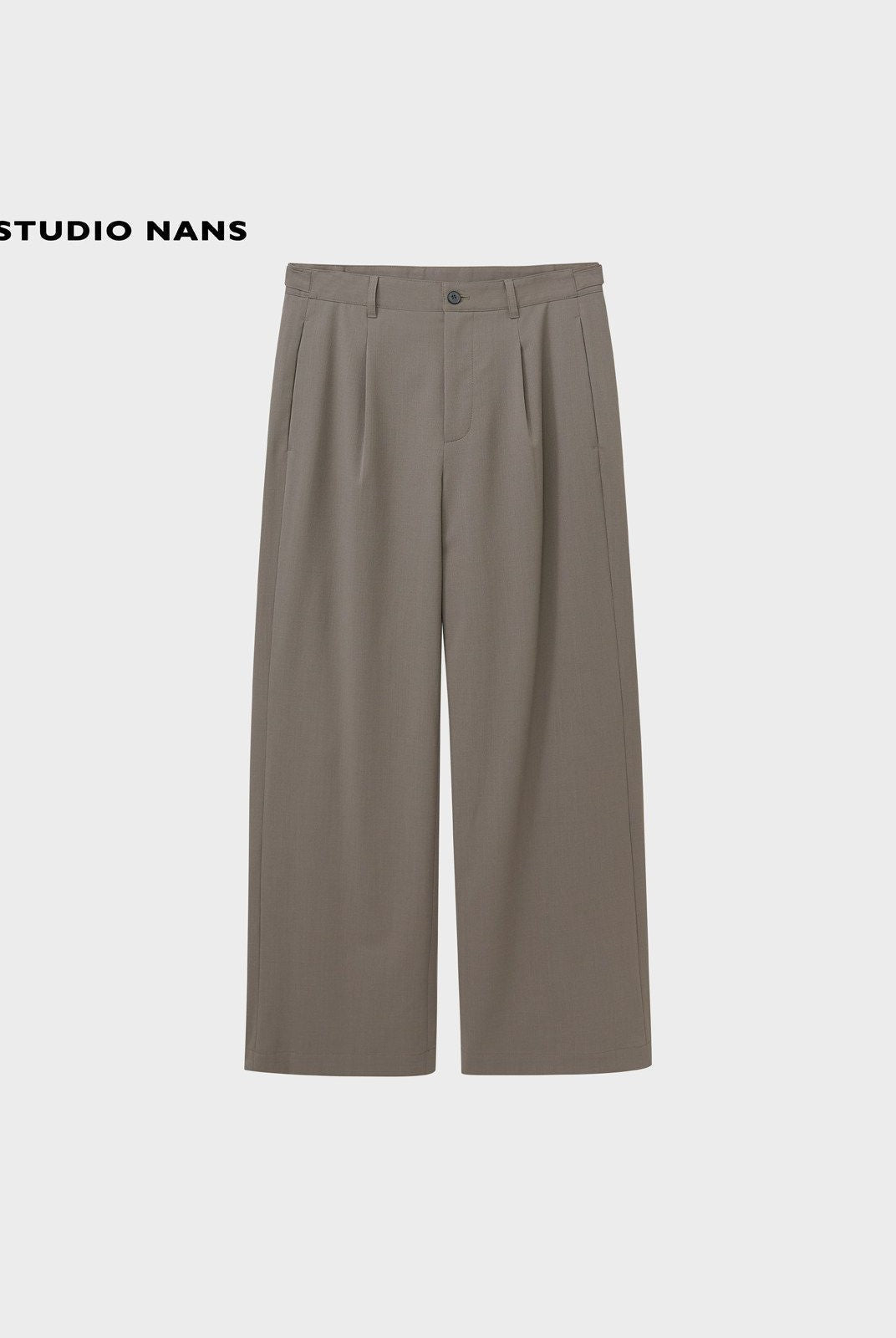 NANS Single Pleat Wool Blend Trousers in Beige