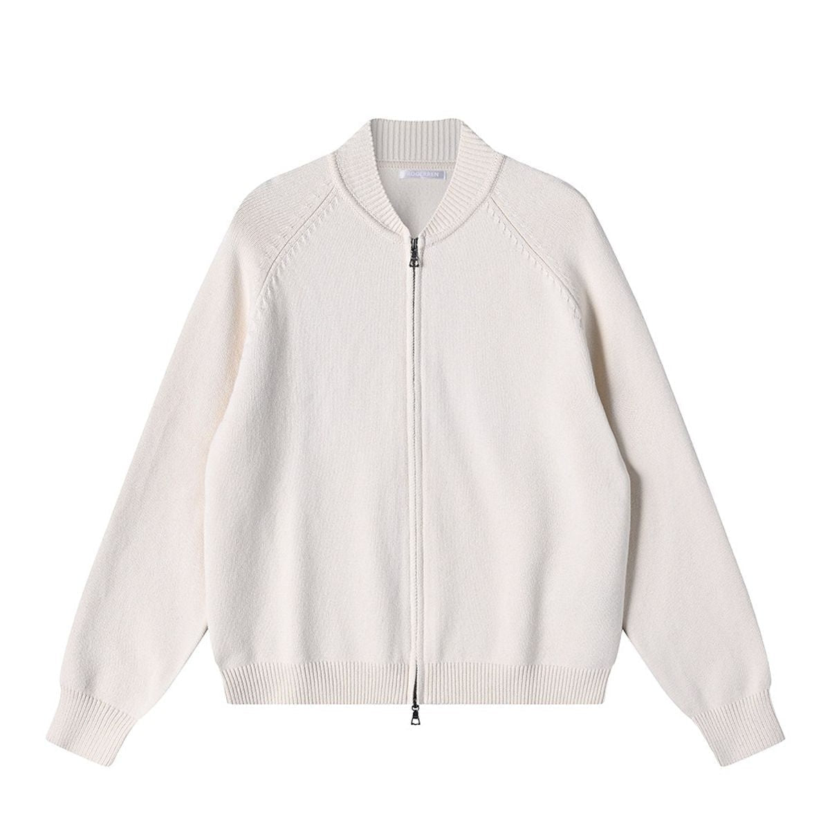 Roolrren Homme Cashmere Wool Cotton Zip Cardigan in White