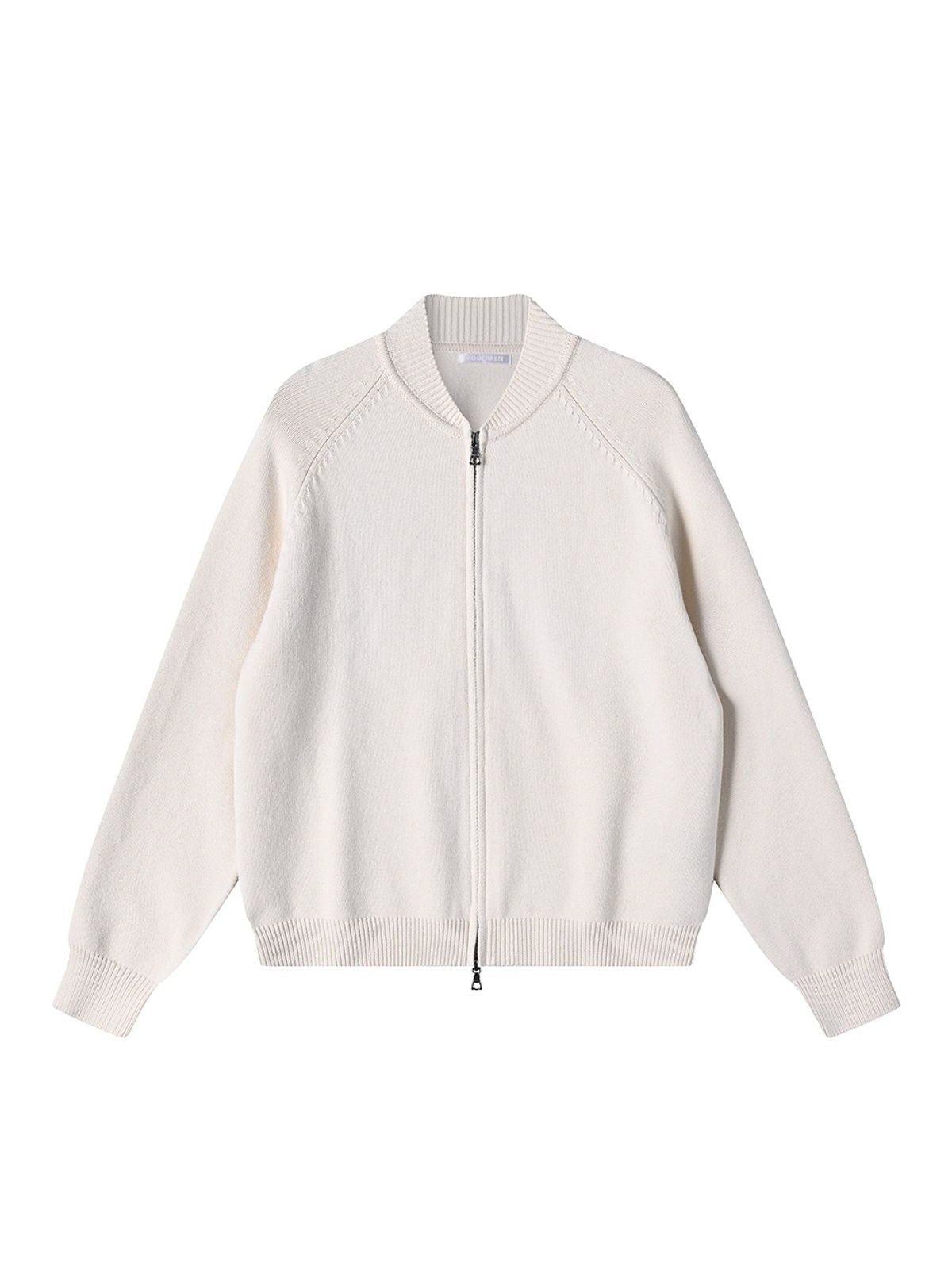 Roolrren Homme Cashmere Wool Cotton Zip Cardigan in White