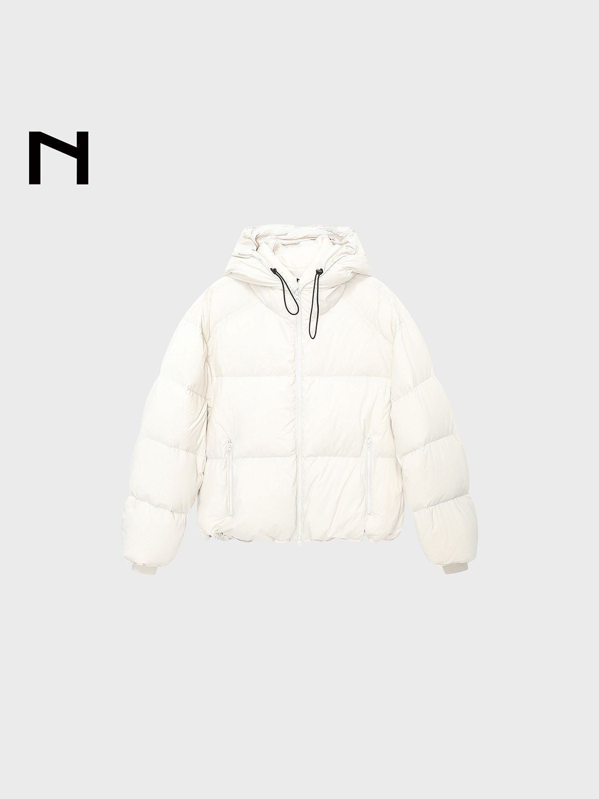 NANS Glossy Hooded Down Puffer in White