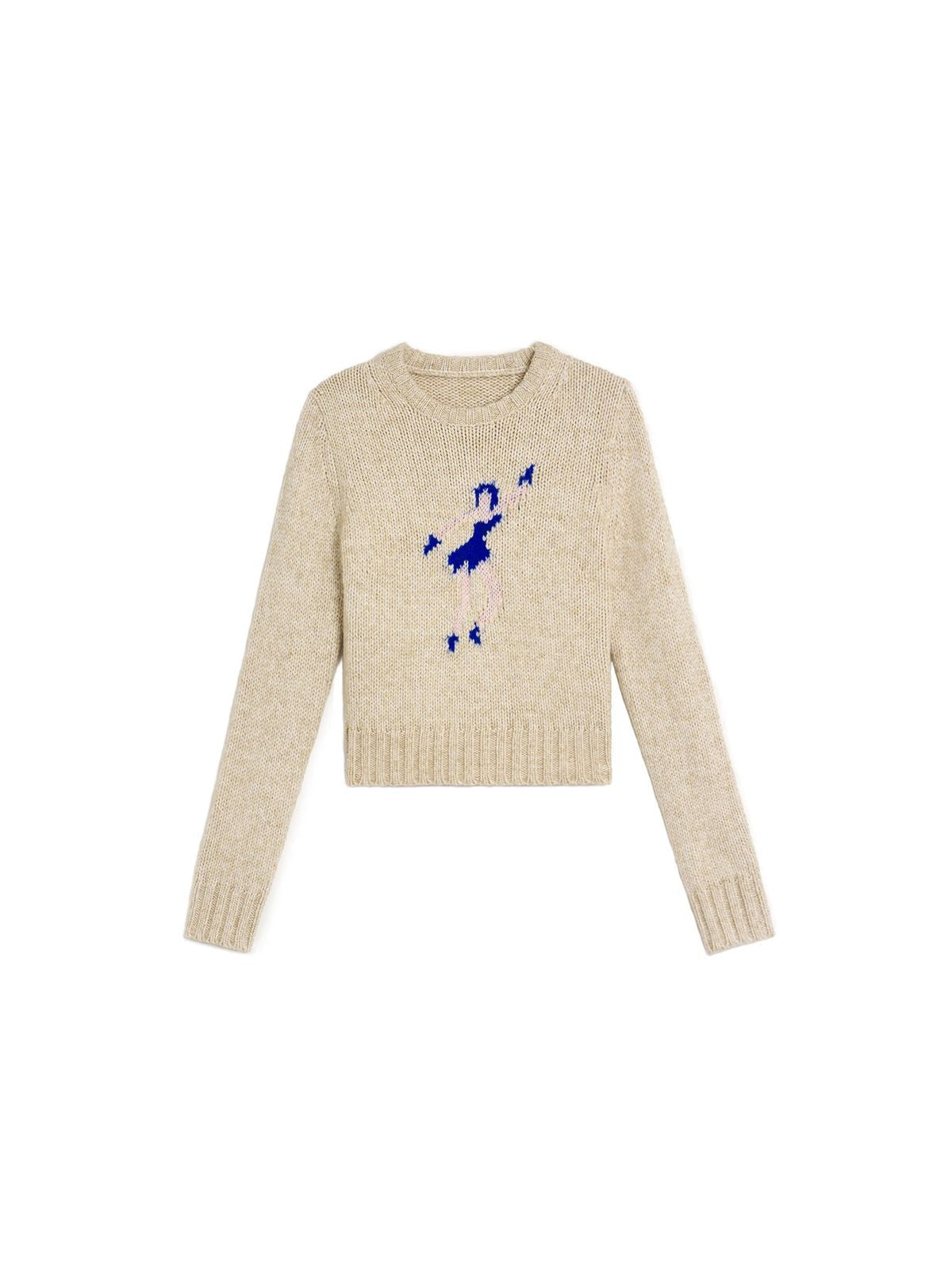 Alright then Dancing Figure Jacquard Sweater in Apricot