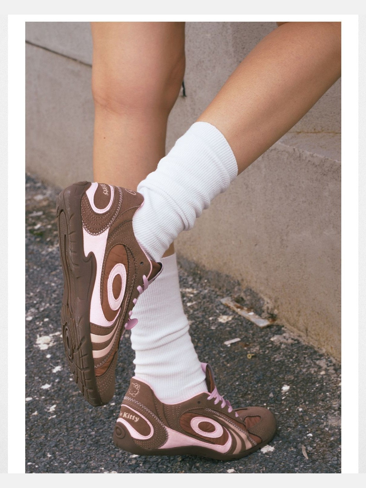 OLDORDER Hello Kitty Retro Turbo Lite Sneakers in Brown - On Model