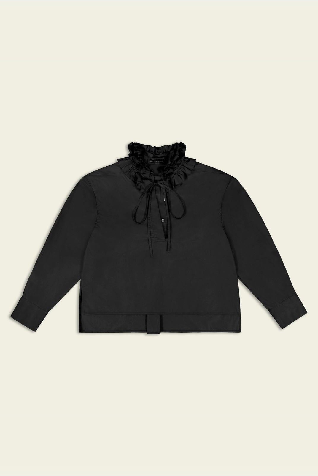 Fax copy express Detachable Ruff Half Sleeve Shirt in Black