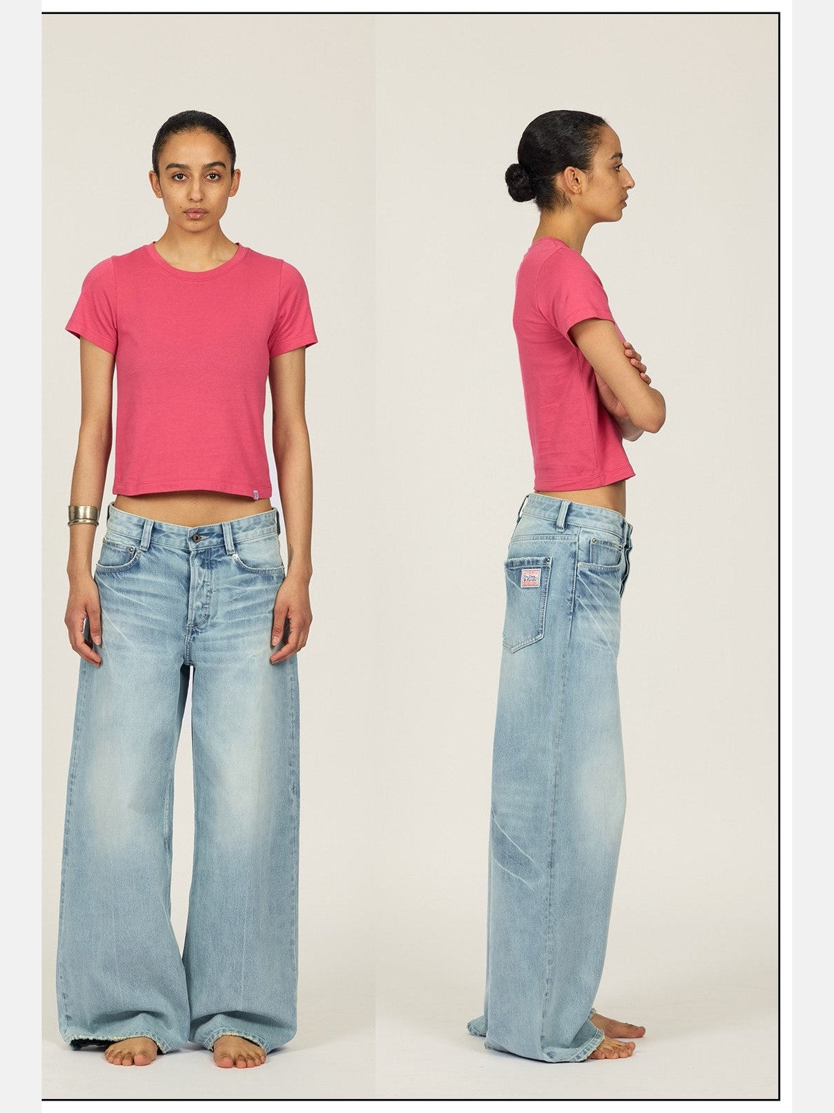 FaxCopyExpress Classic Cotton Logo T Shirt in Pink - On Model