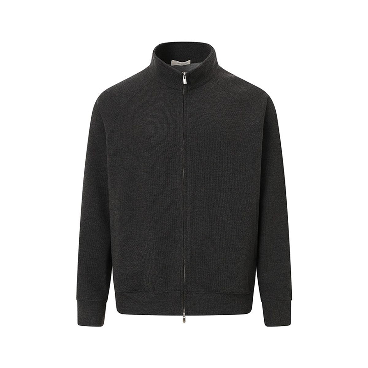 ROYA Wool Blend Zip Up Cardigan in Gray