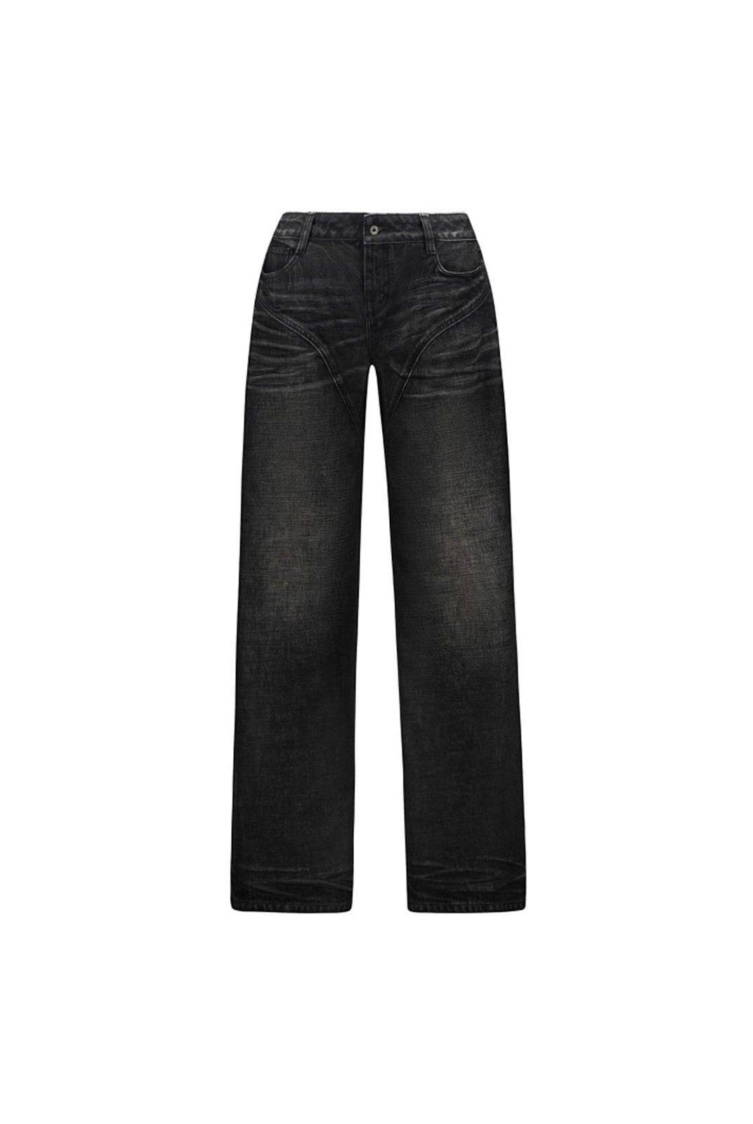 Fax copy express Curved Panel Dirty Wash Jeans in Gray