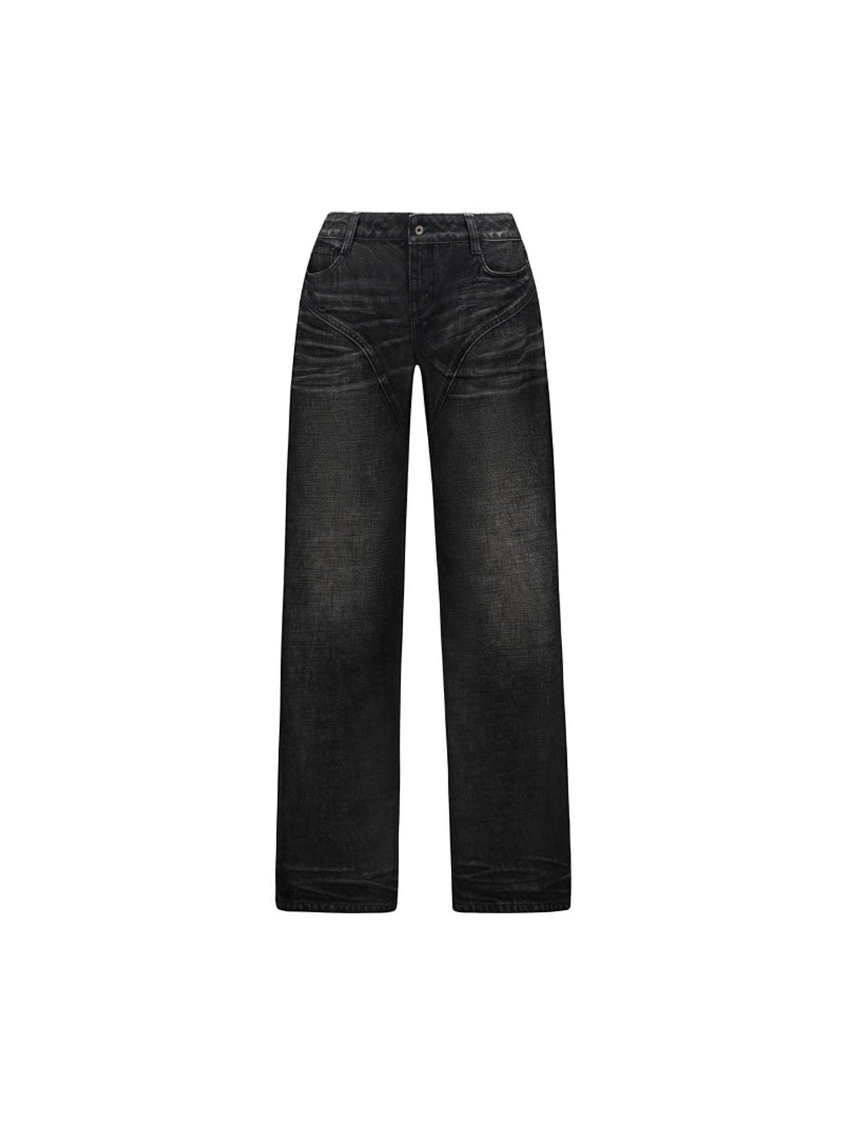 Fax copy express Curved Panel Dirty Wash Jeans in Gray