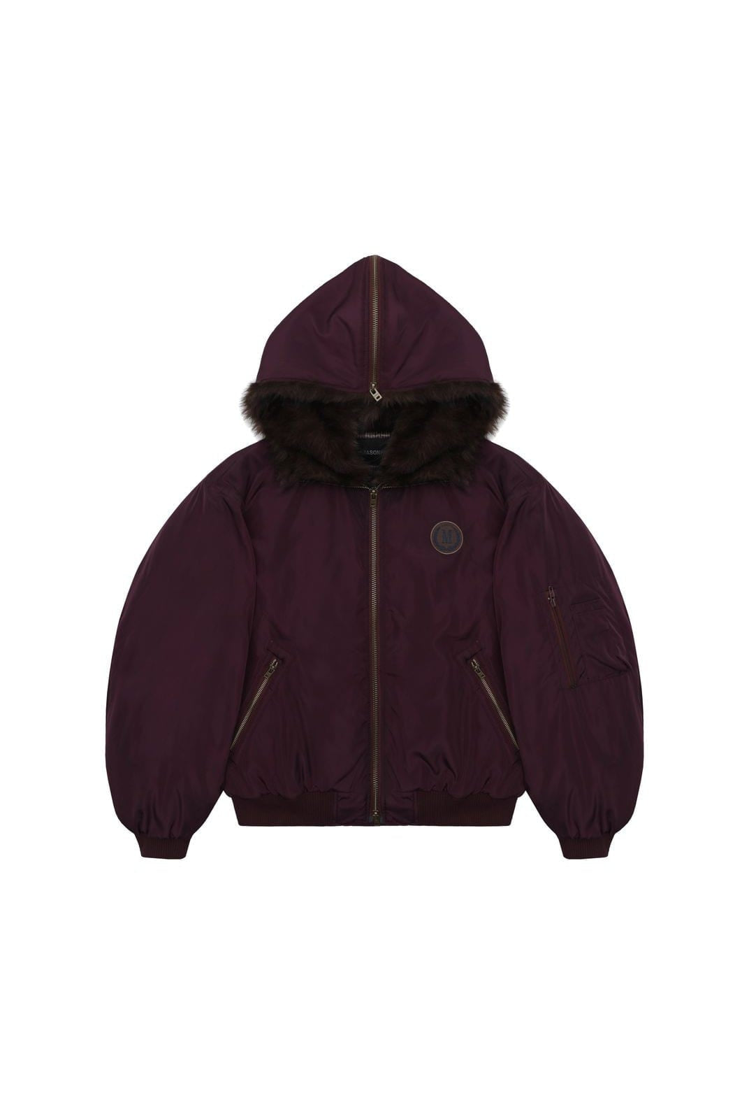MasonPrince Faux Fur Hooded Puffer in Burgundy