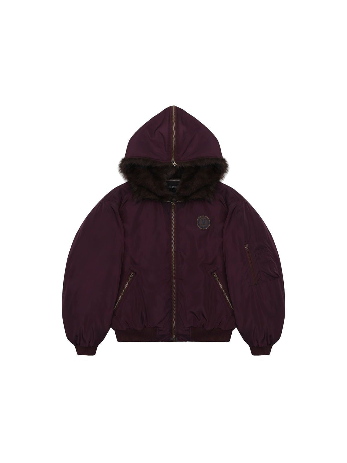MasonPrince Faux Fur Hooded Puffer in Burgundy