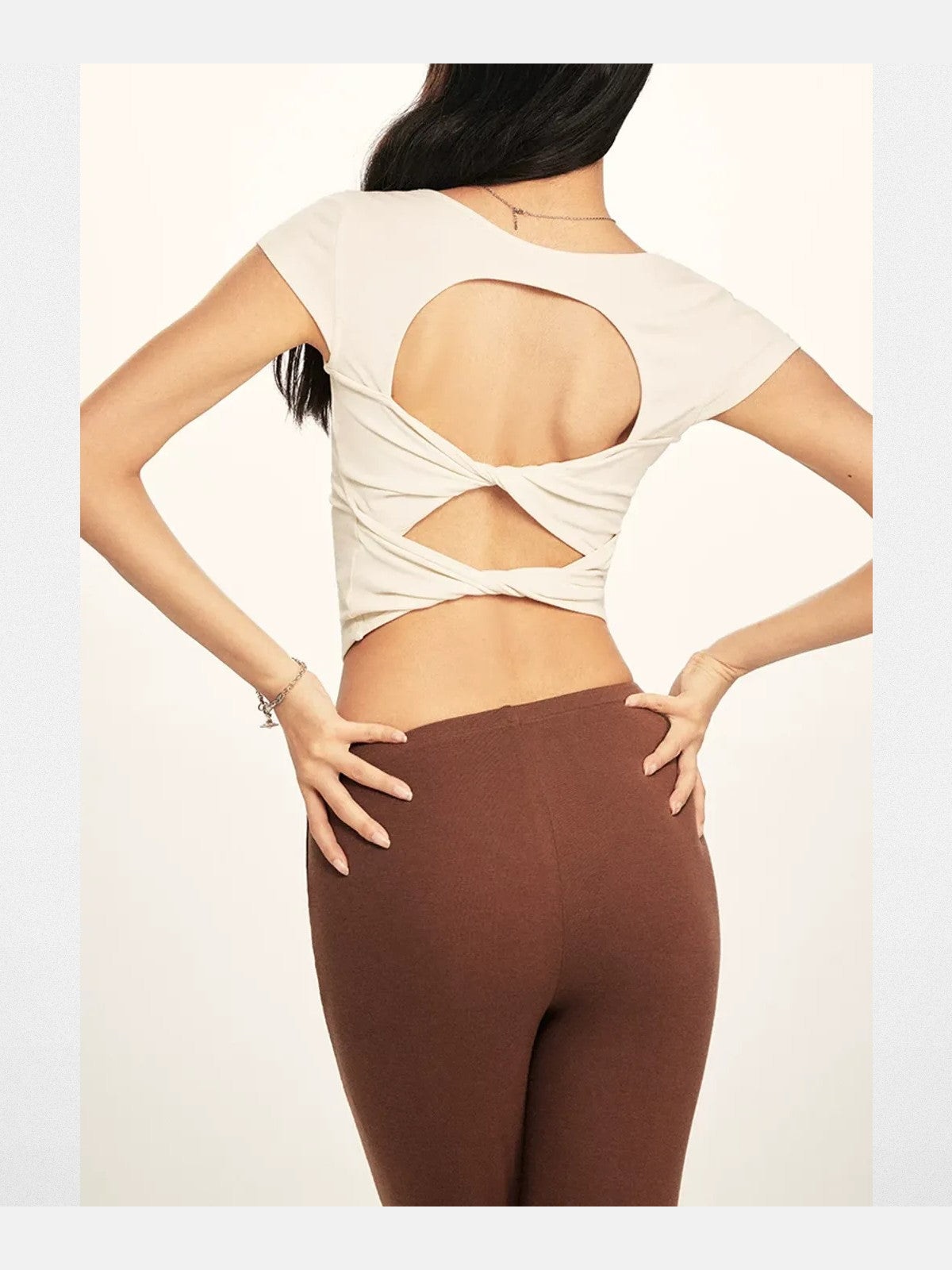 BeerBro Twist Front Ruched Tee in White - On Model