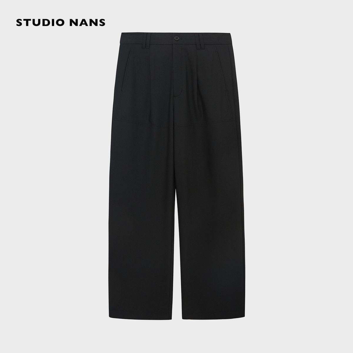 NANS Chain Textured Straight Leg Trousers in Black
