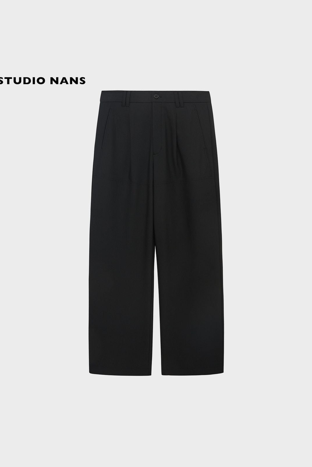 NANS Chain Textured Straight Leg Trousers in Black