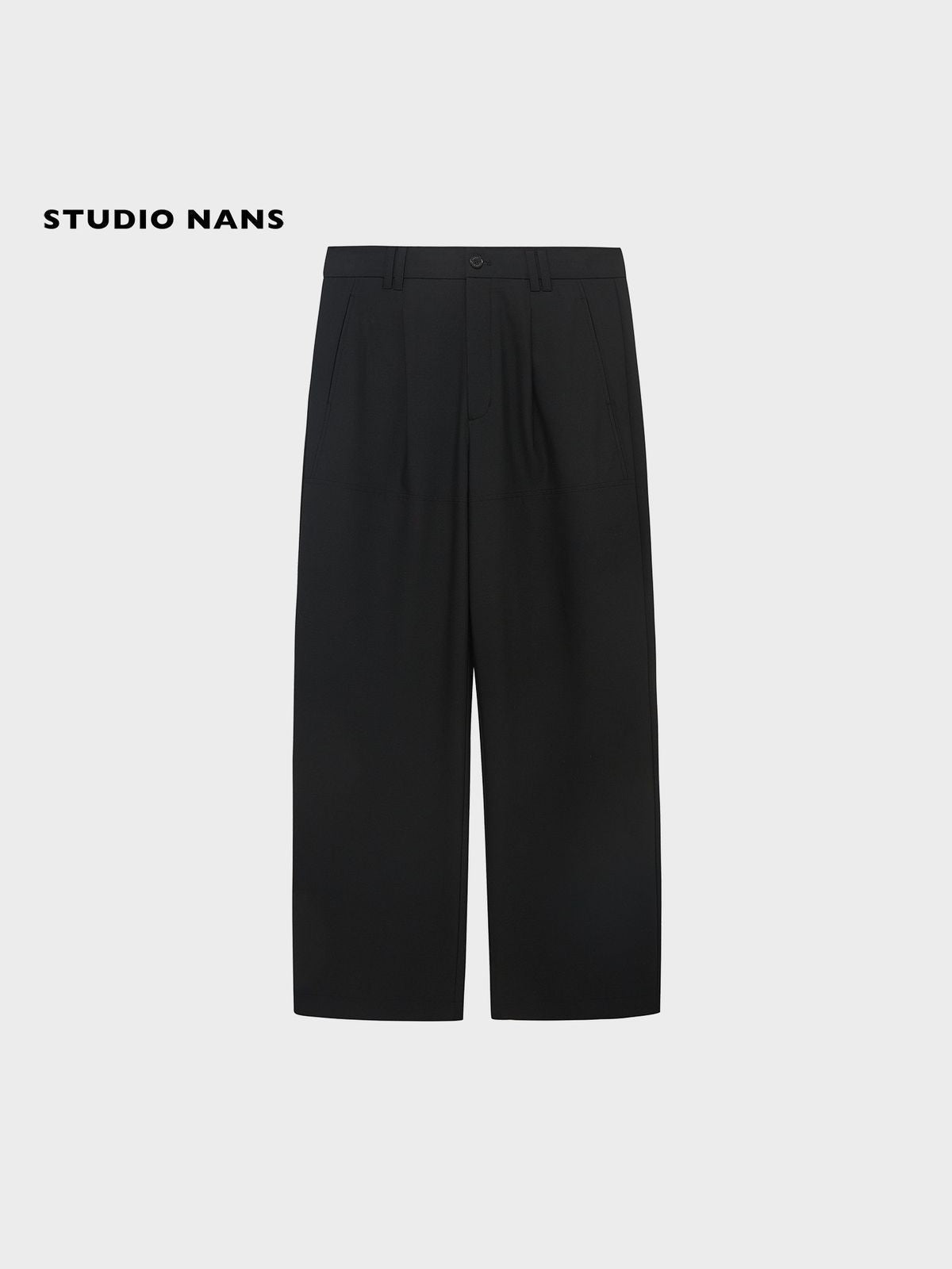 NANS Chain Textured Straight Leg Trousers in Black