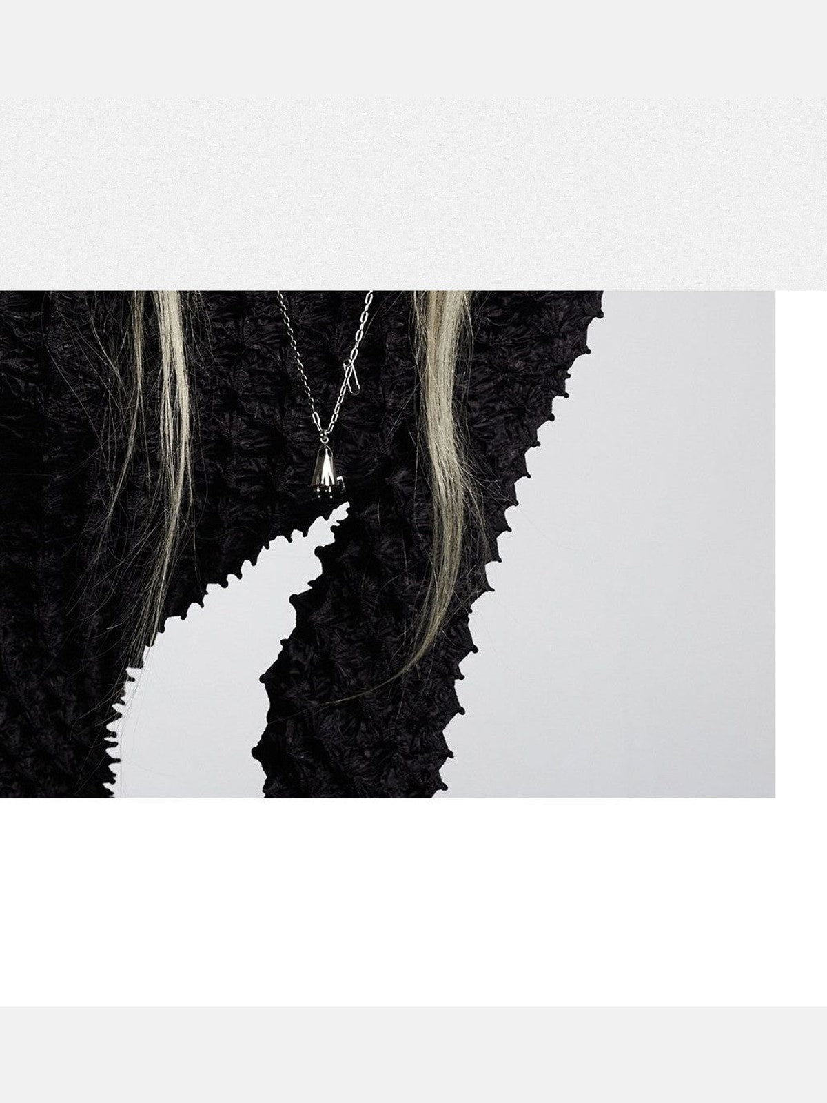 Blackhead Titanium Steel Ghost Necklace in Silver - On Model