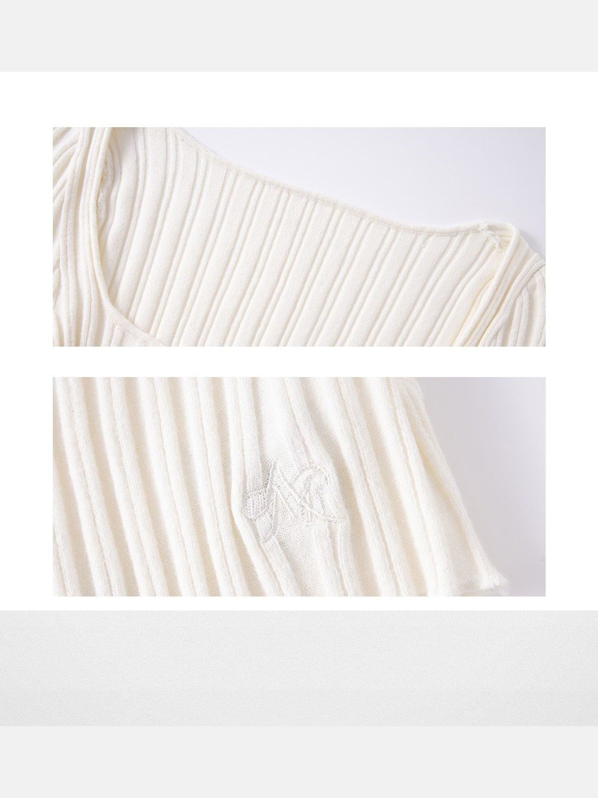 ARISEISM Wide Ribbed Square Neck Top in White