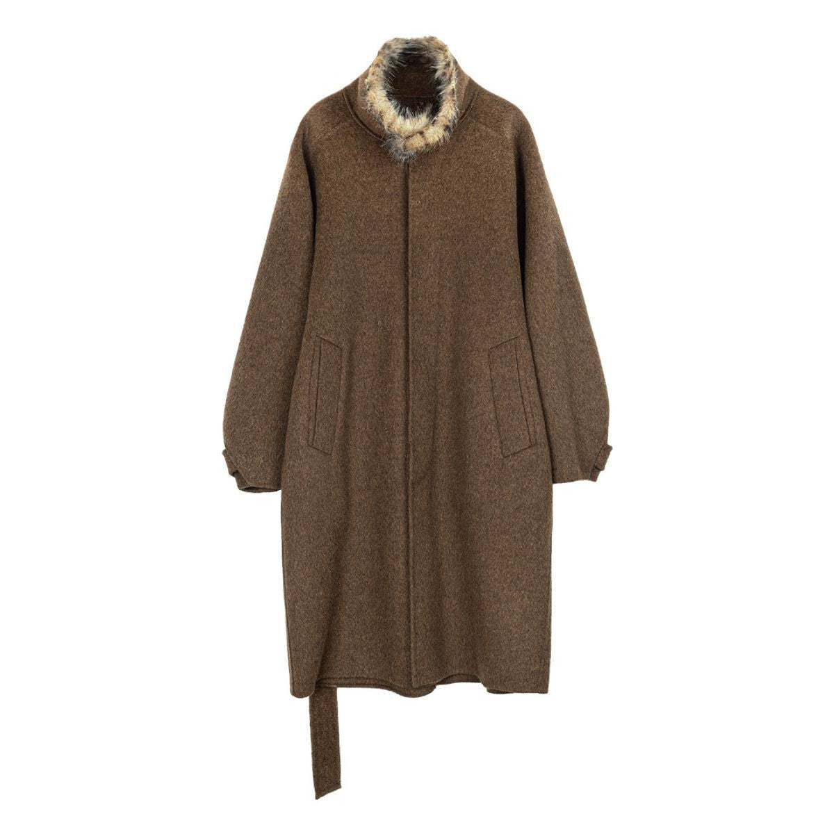 Simple Project Leopard Collar Double Faced Wool Coat in Brown