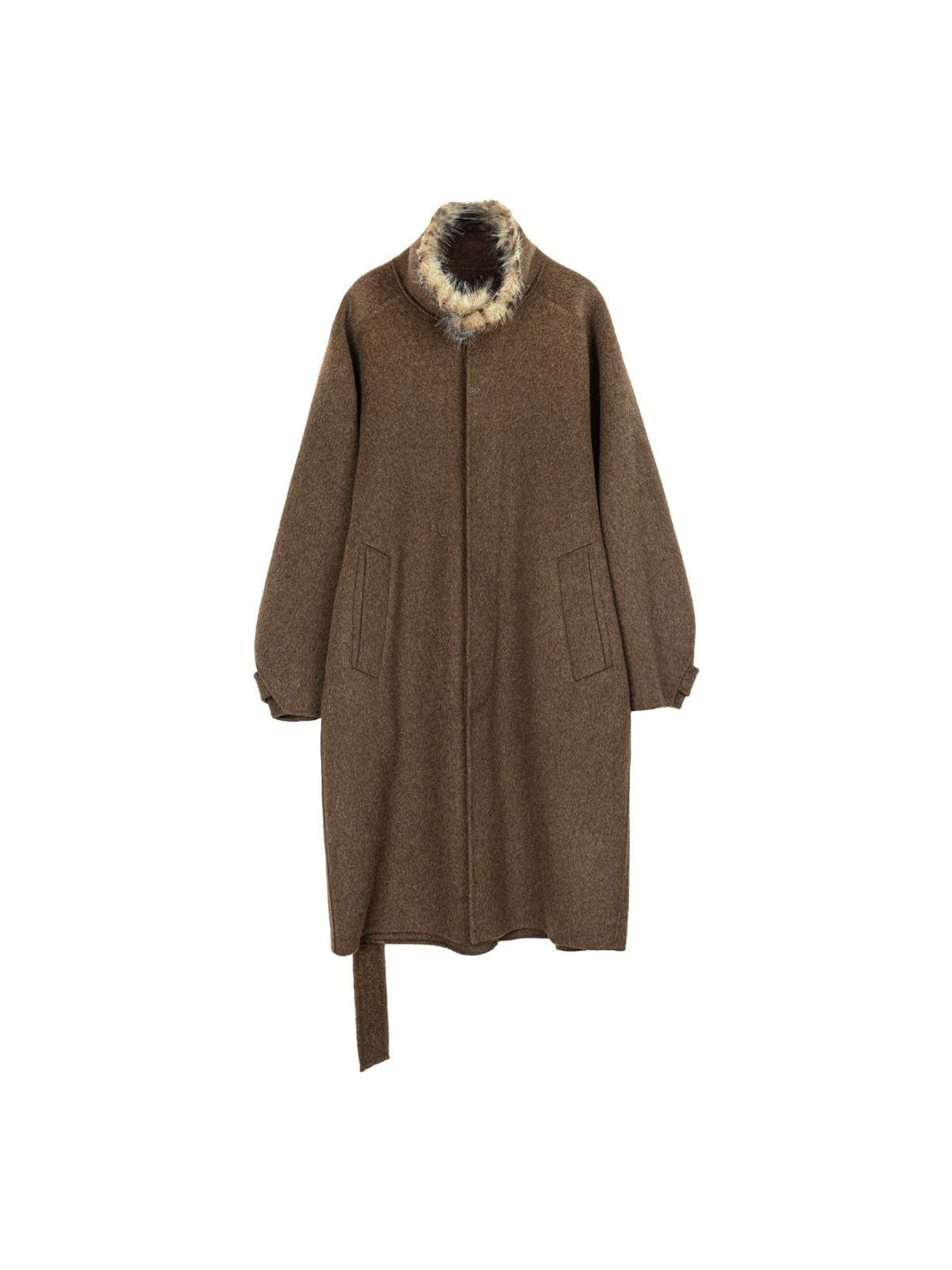 Simple Project Leopard Collar Double Faced Wool Coat in Brown