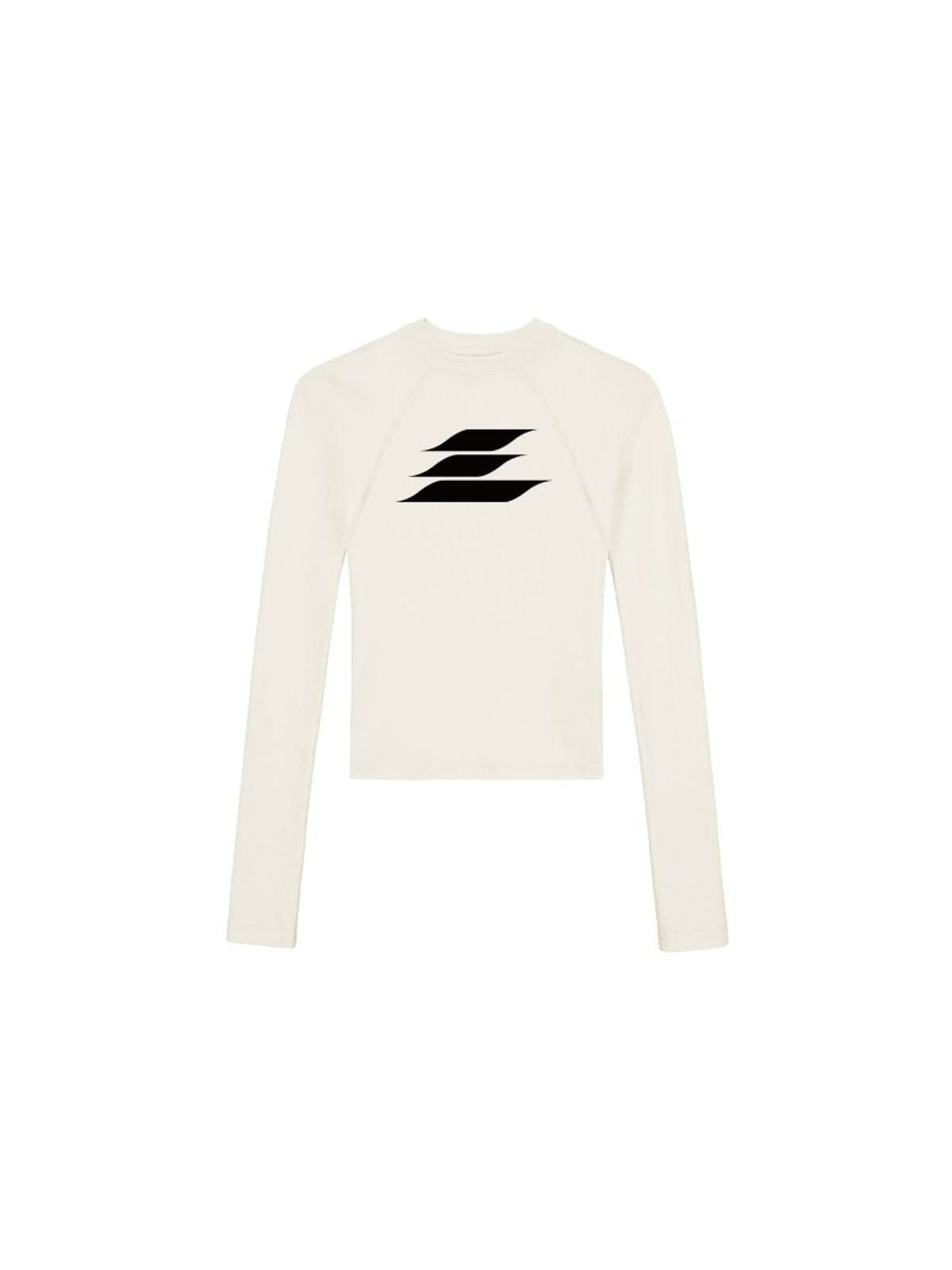 LostCtrl Cropped Logo Long Sleeve Tee in Cream