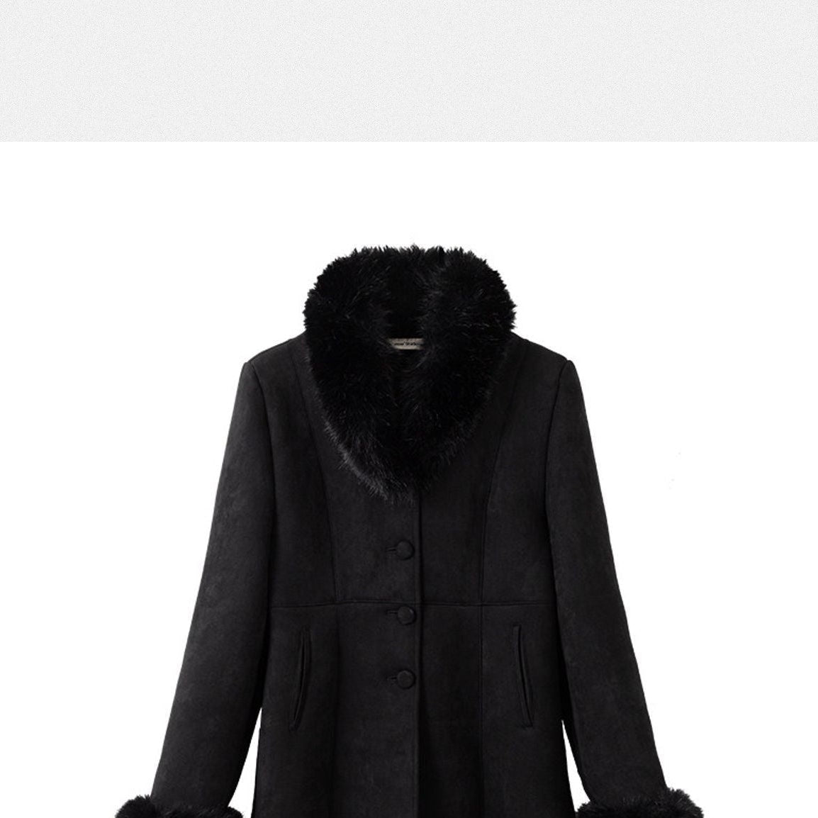 Faux Suede Jacket with Faux Fur Collar