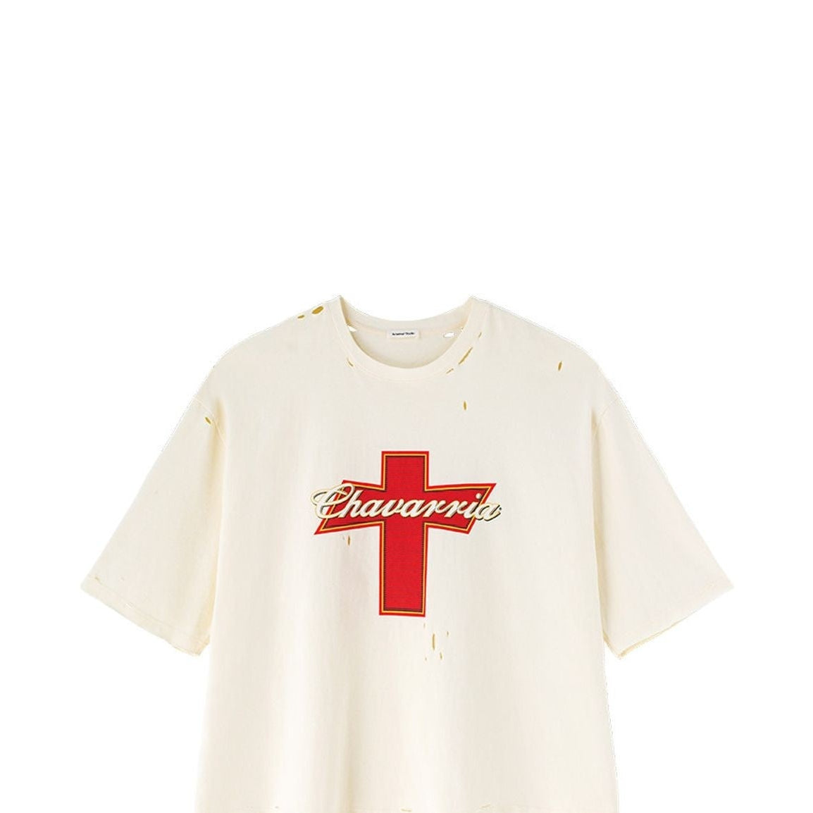 Heavy Washed Cross Print T Shirt